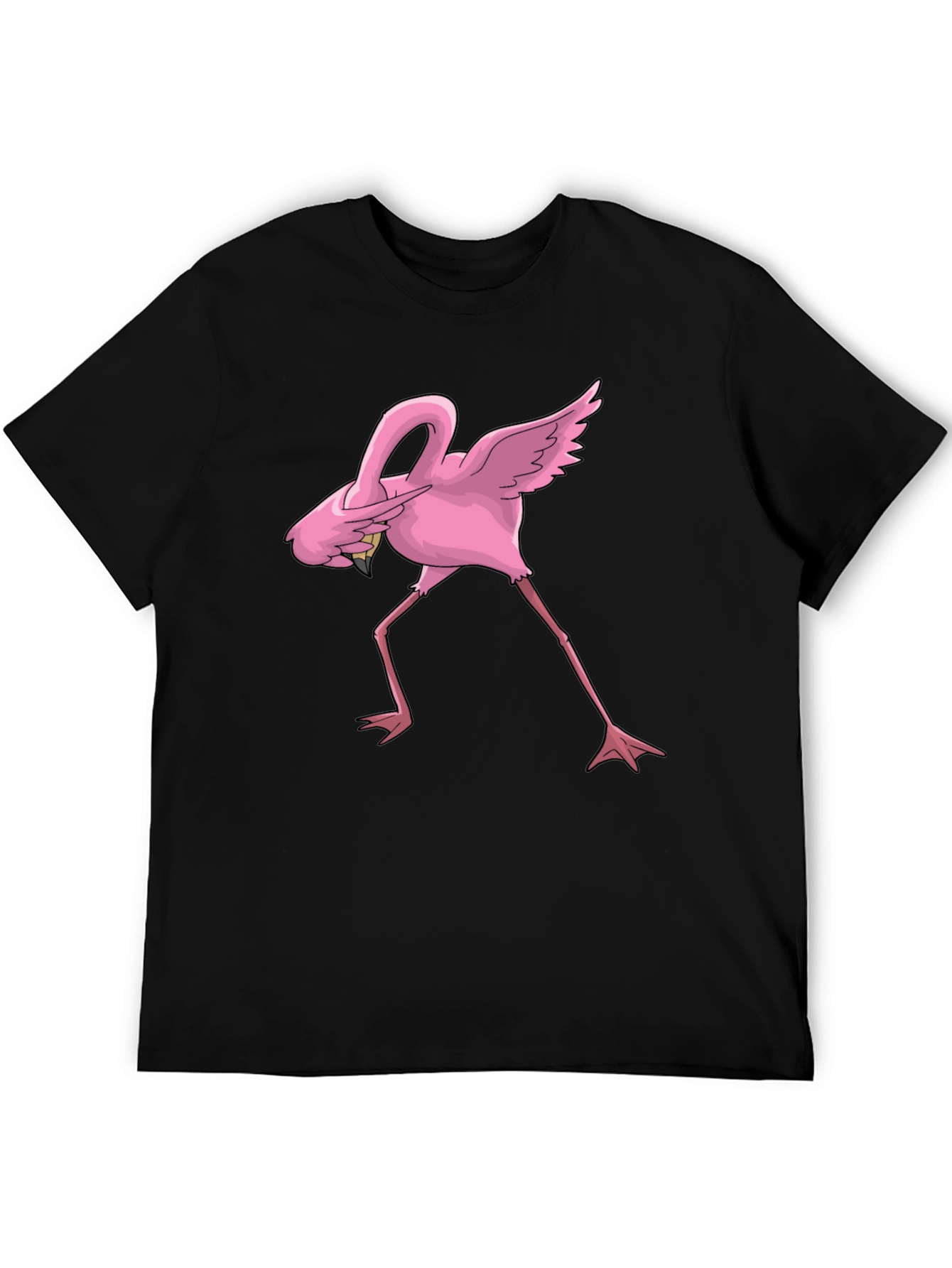 Black Dabbing Flamingo Graphic Tee - Black Cotton Blend view 5