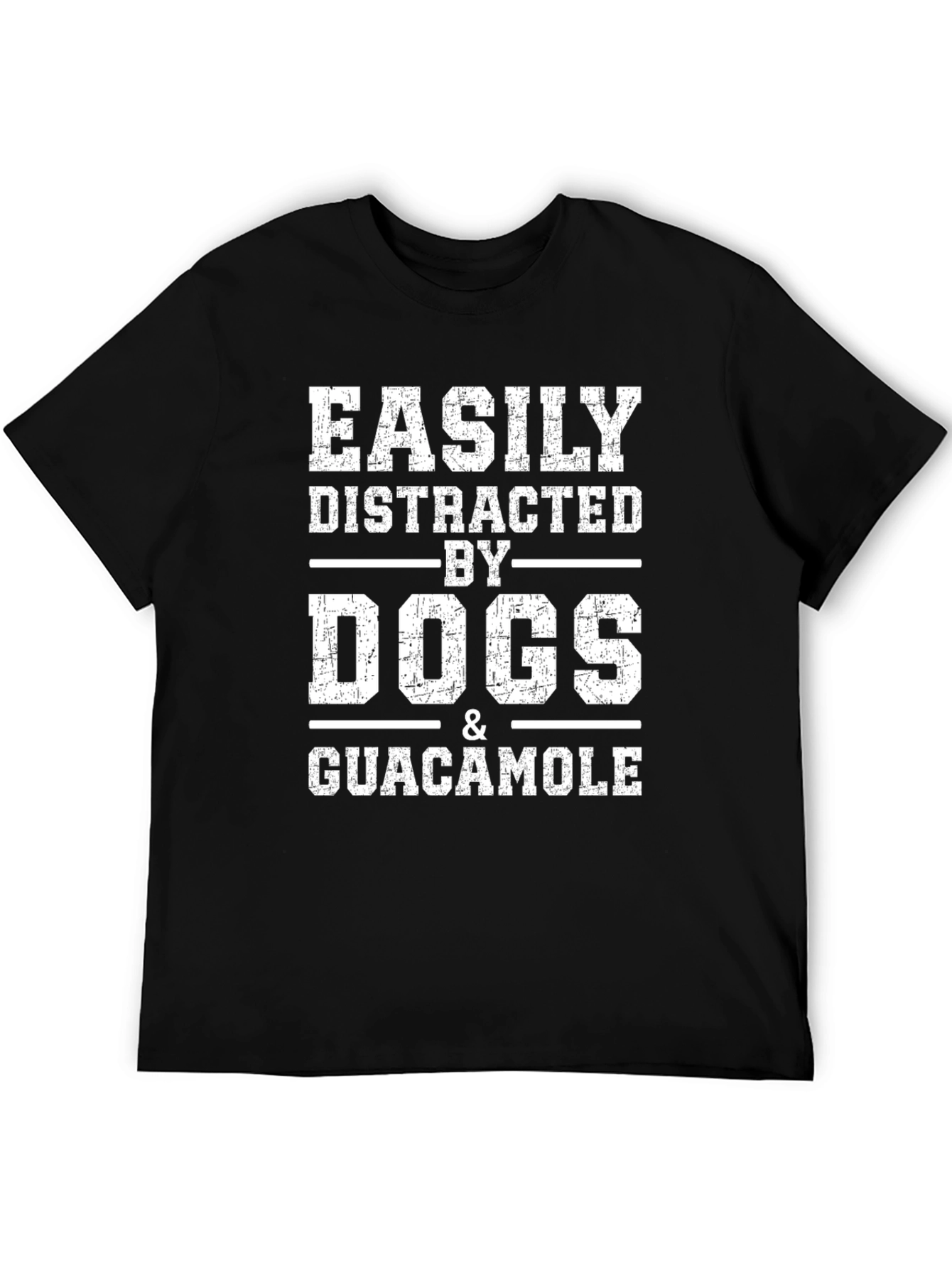 Black Easily Distracted by Dogs & Guacamole T-Shirt view 5