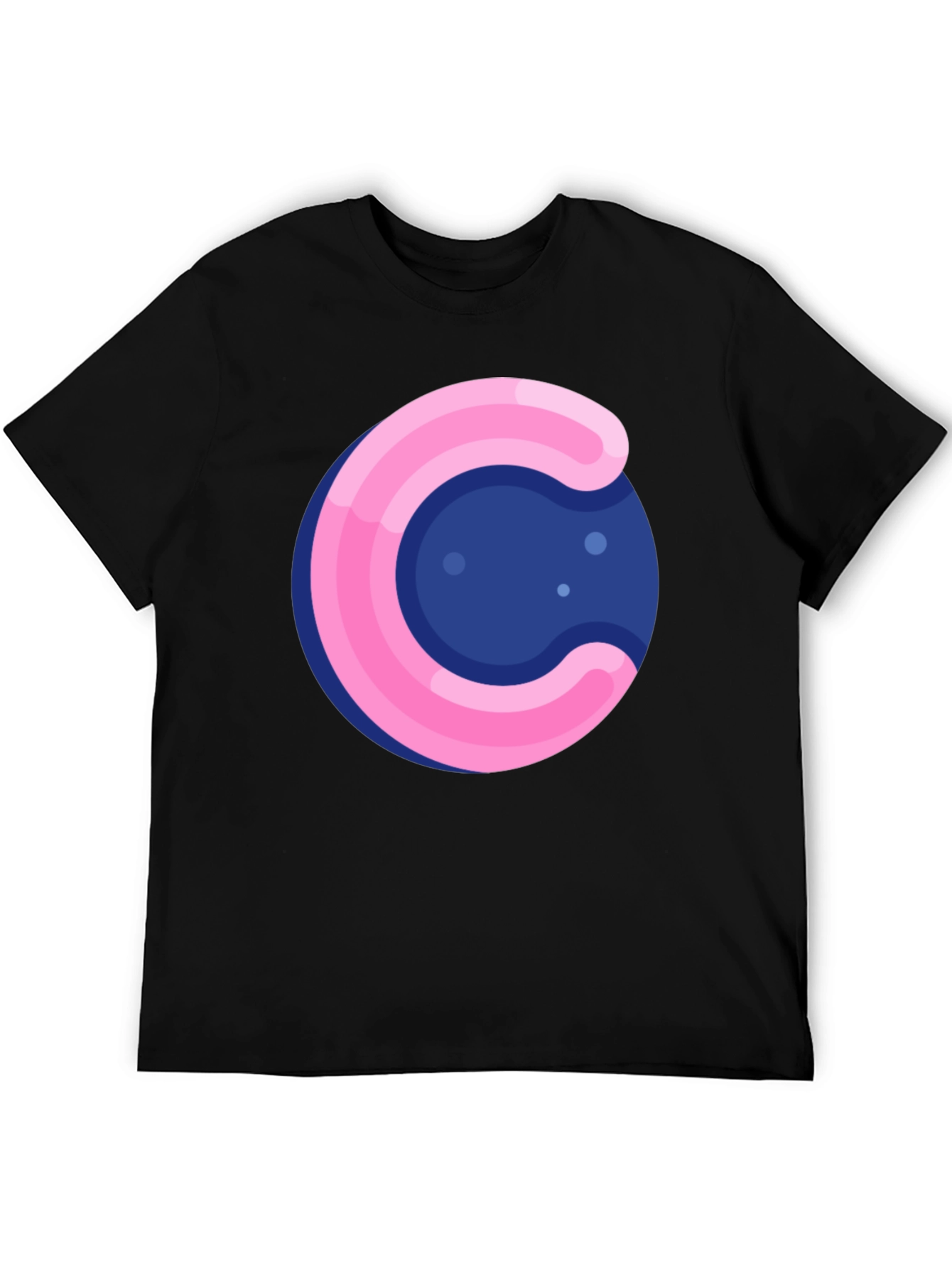 Black Funky Circle T-Shirt - Pink & Blue Design view 5