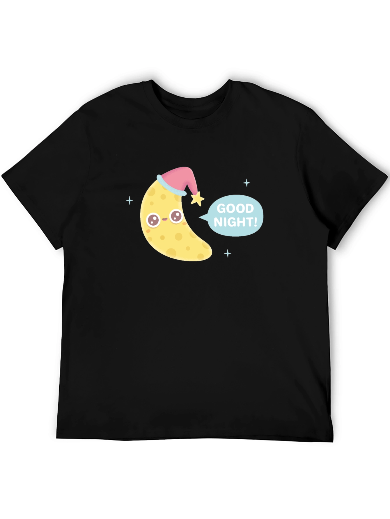 Black Cute Good Night Moon Graphic Tee - Black view 5
