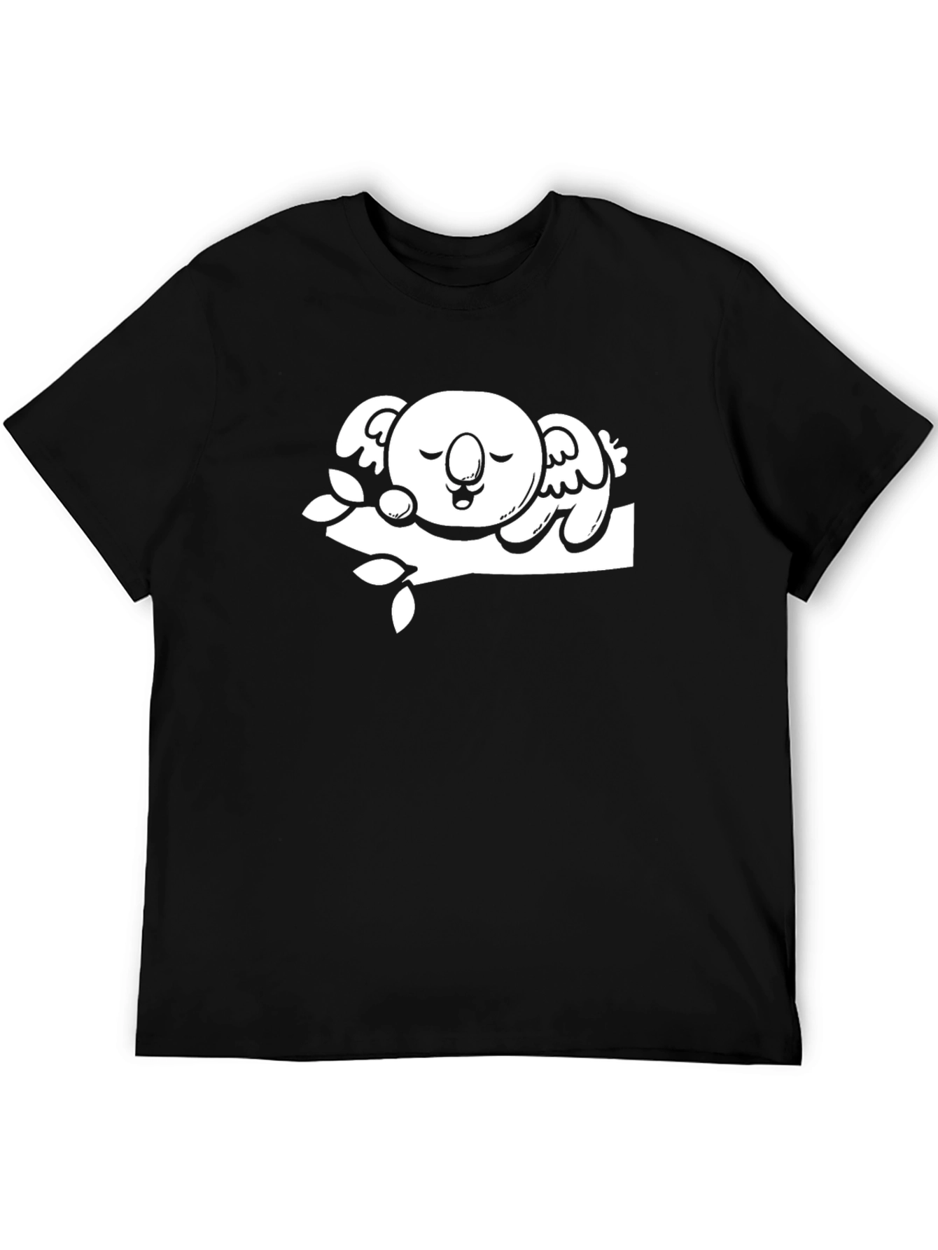 Black Cute Koala T-Shirt - Relaxed Fit Black Tee view 5