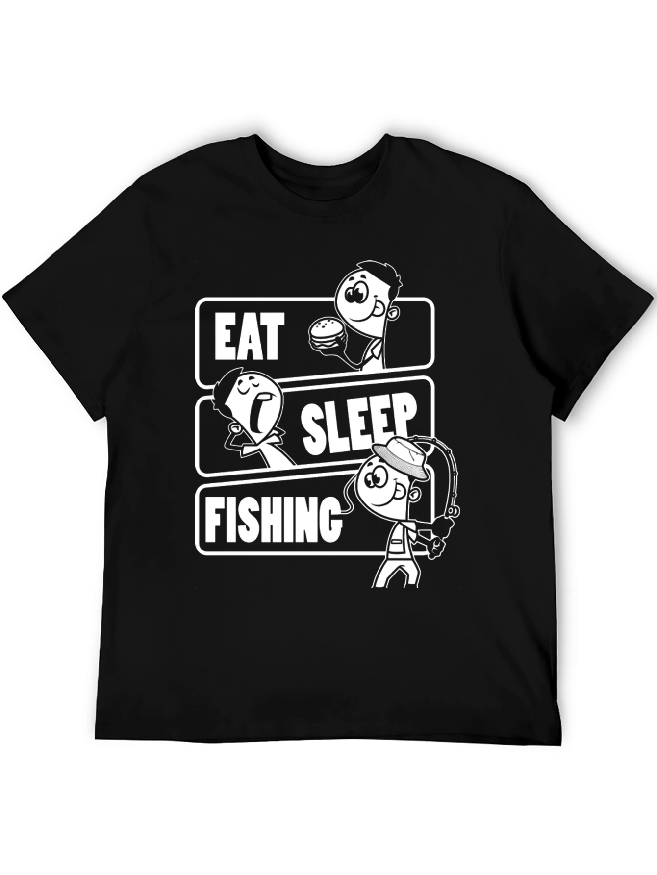 Black Eat Sleep Fishing Graphic T-Shirt - Novelty Tee view 5