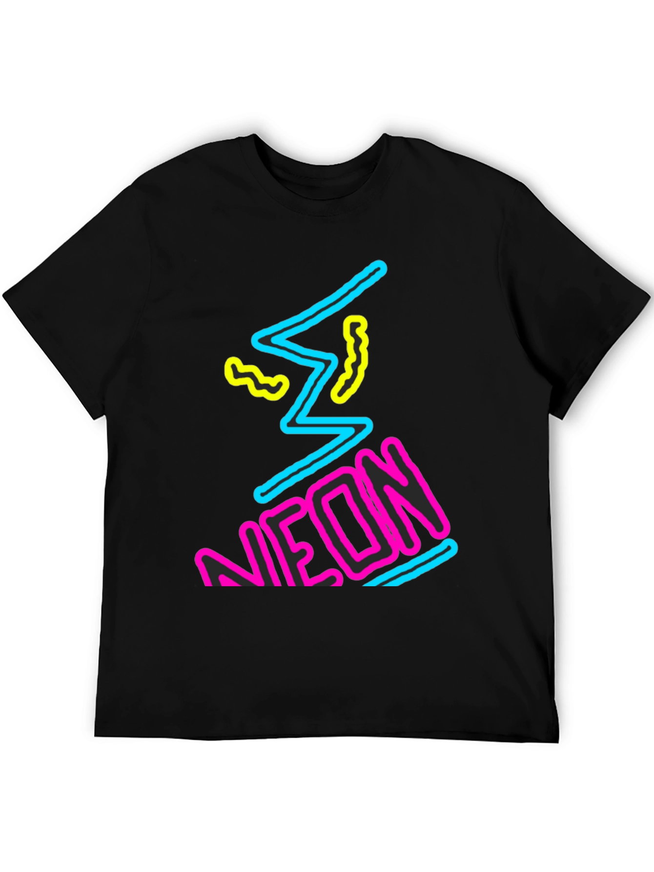 Black Neon Graphic Print Black T-Shirt view 5