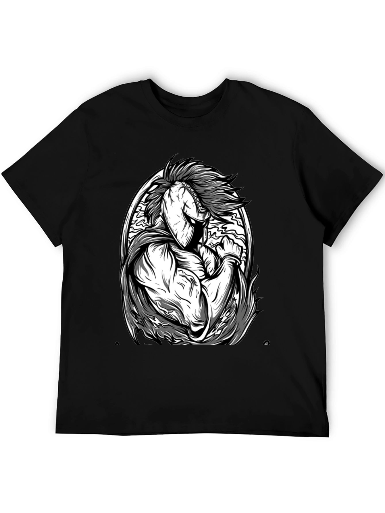 Black Black T-Shirt with Spartan Warrior Graphic view 5