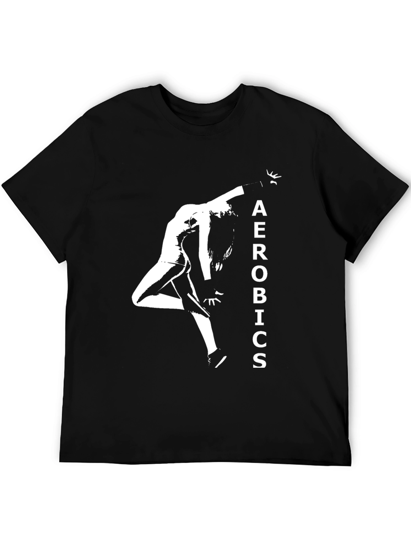 Black Aerobics Graphic Tee - Black Cotton T-Shirt view 5