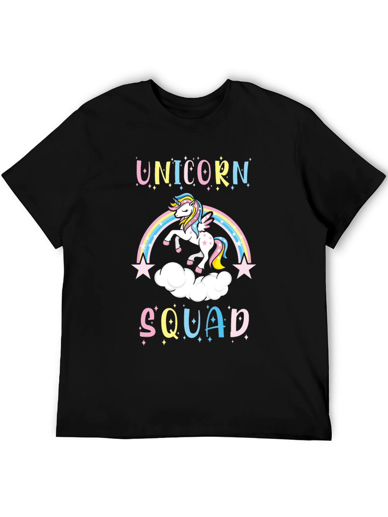 Black Unicorn Squad Black T-Shirt - Magical Rainbow Design view 5