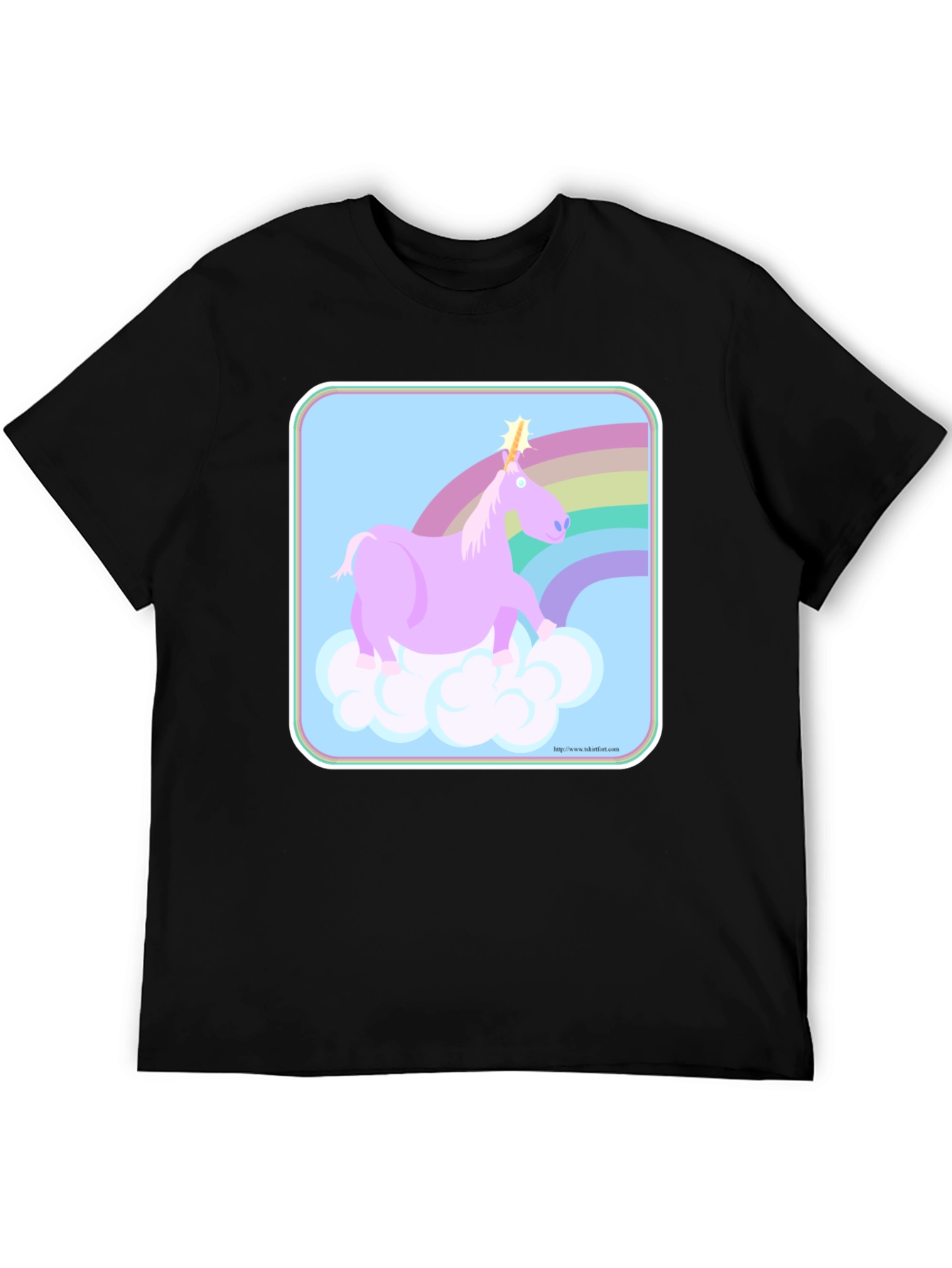 Black Unicorn Rainbow Graphic Tee - Black Cotton Comfort view 5