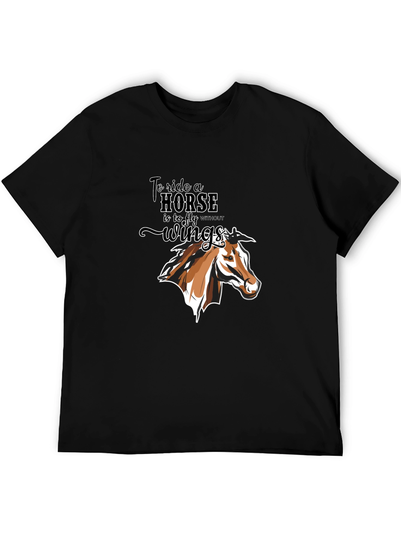 Black Horse T-Shirt: To Ride A Horse is to Fly view 5
