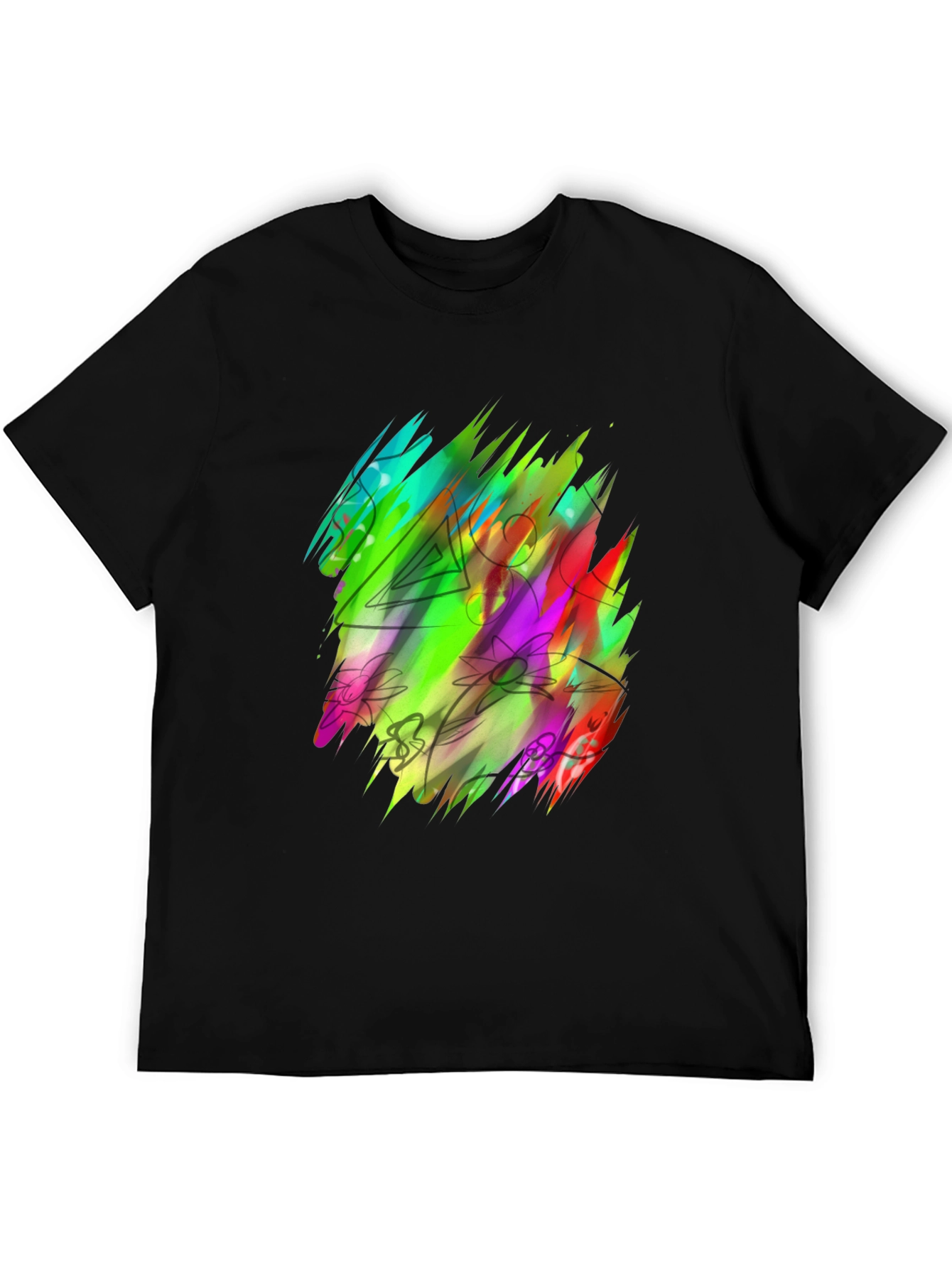 Black Vibrant Abstract Art Black T-Shirt view 5