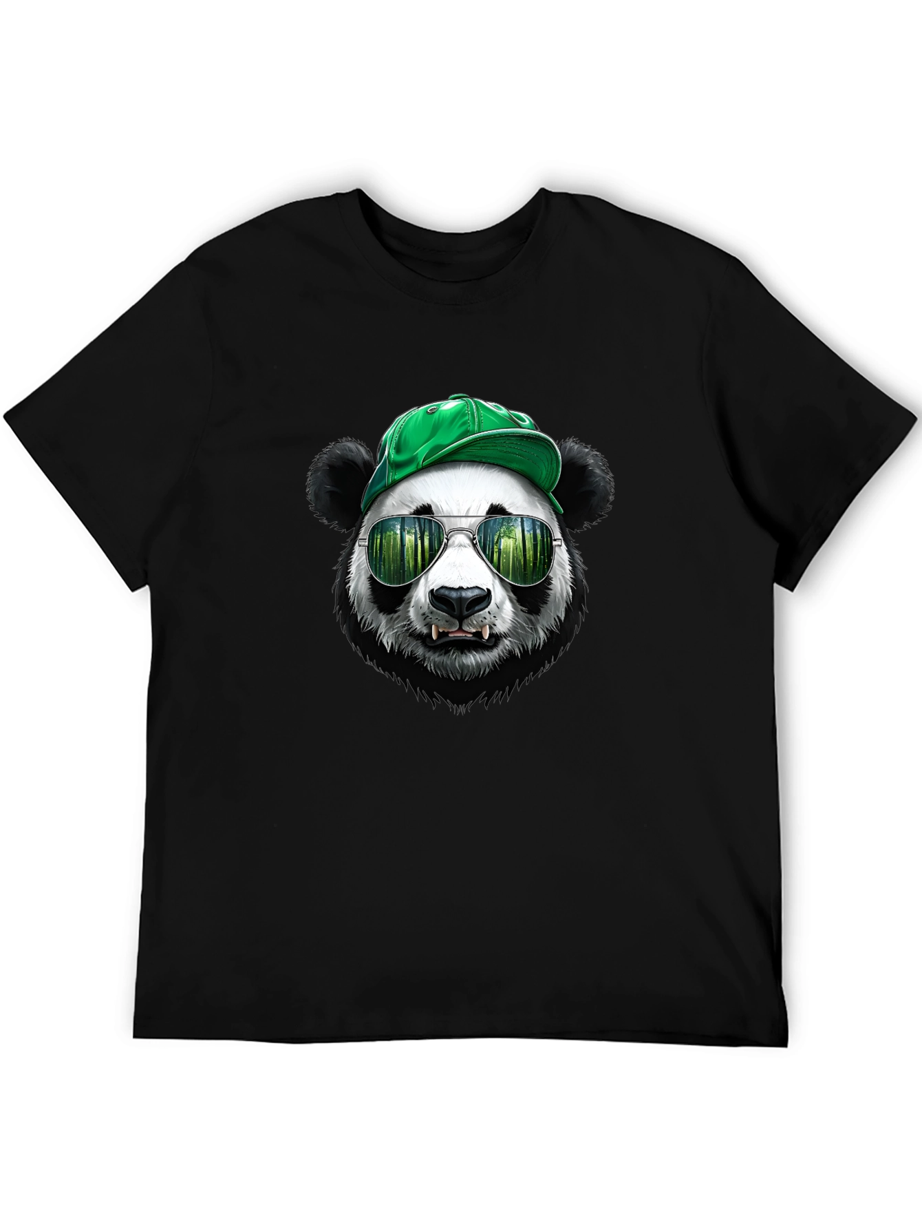 Black Cool Panda Tee with Hat & Shades - Unique Graphic T-Shirt view 5