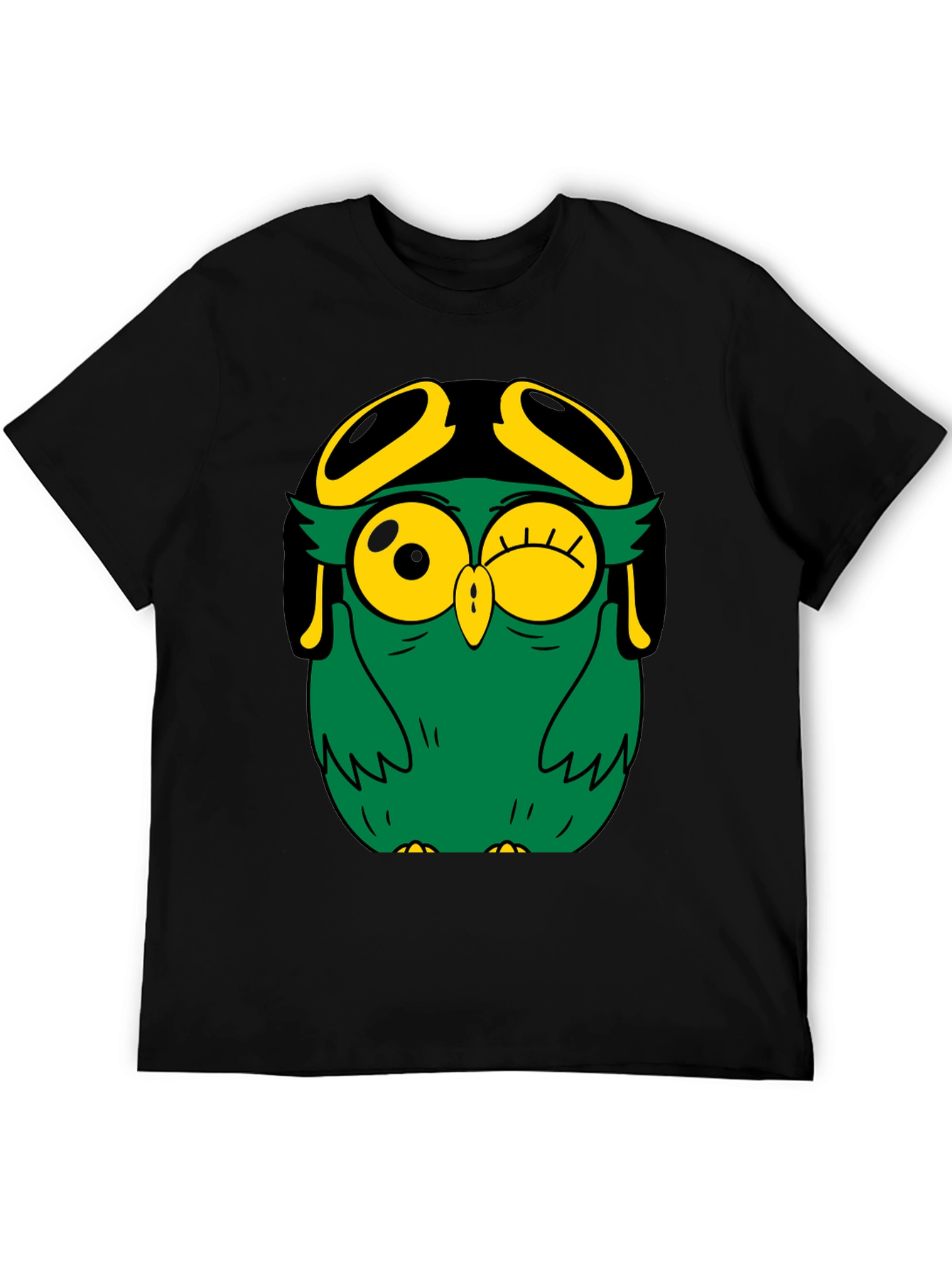 Black Pilot Owl Graphic Tee - Black Cotton Blend view 5