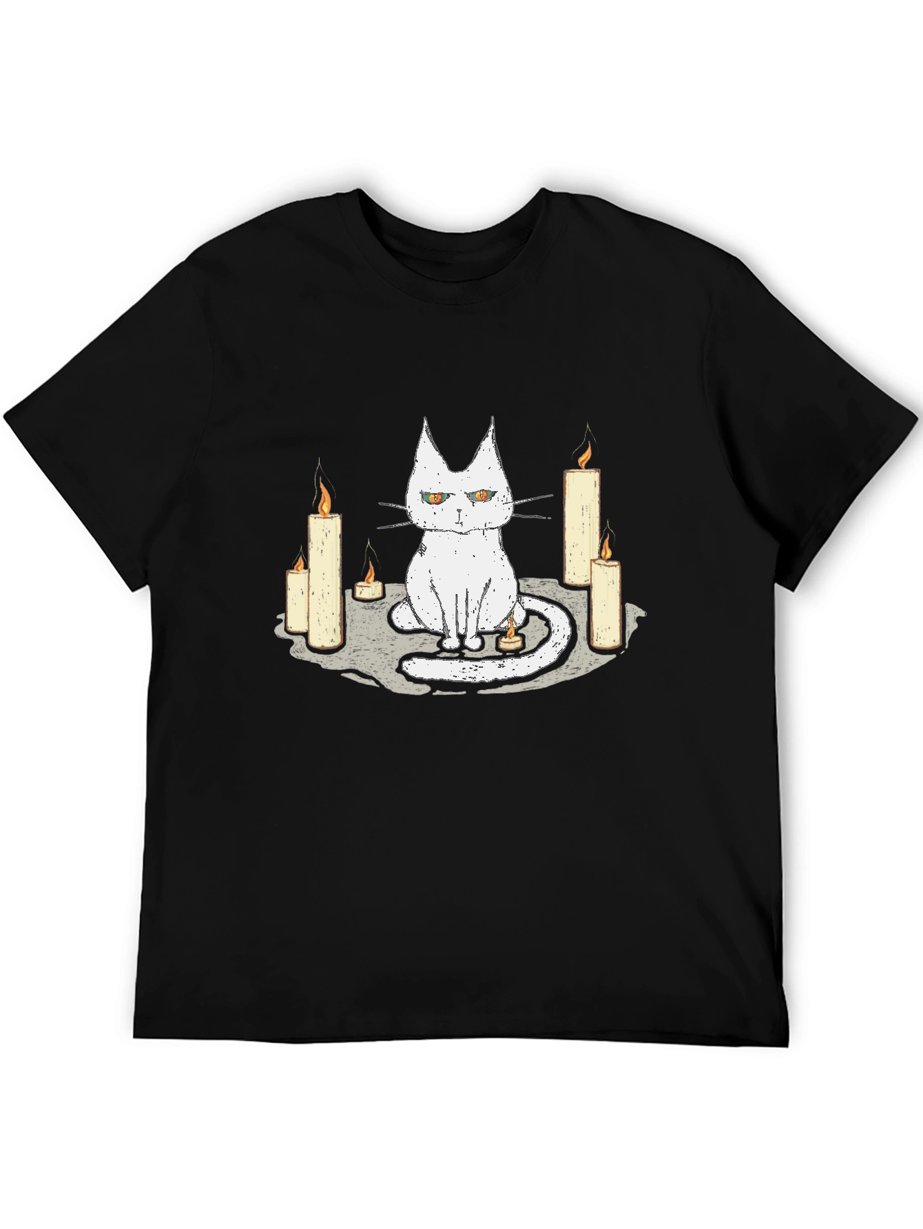 Occult Cat Candle Circle Graphic Tee - 5
