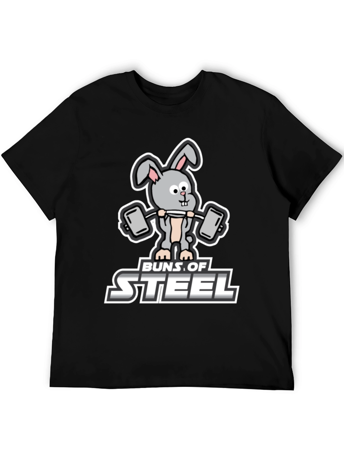 Black Buns of Steel Graphic T-Shirt - Funny Workout Bunny view 5