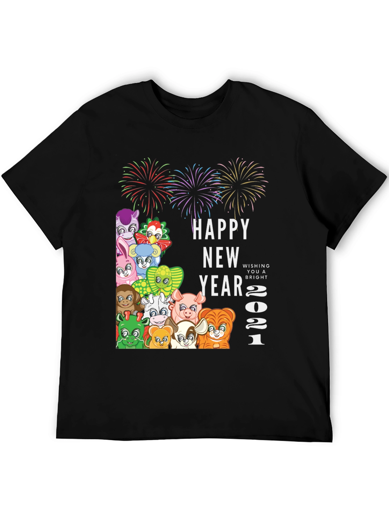 Black Happy New Year 2021 Animals T-Shirt view 5