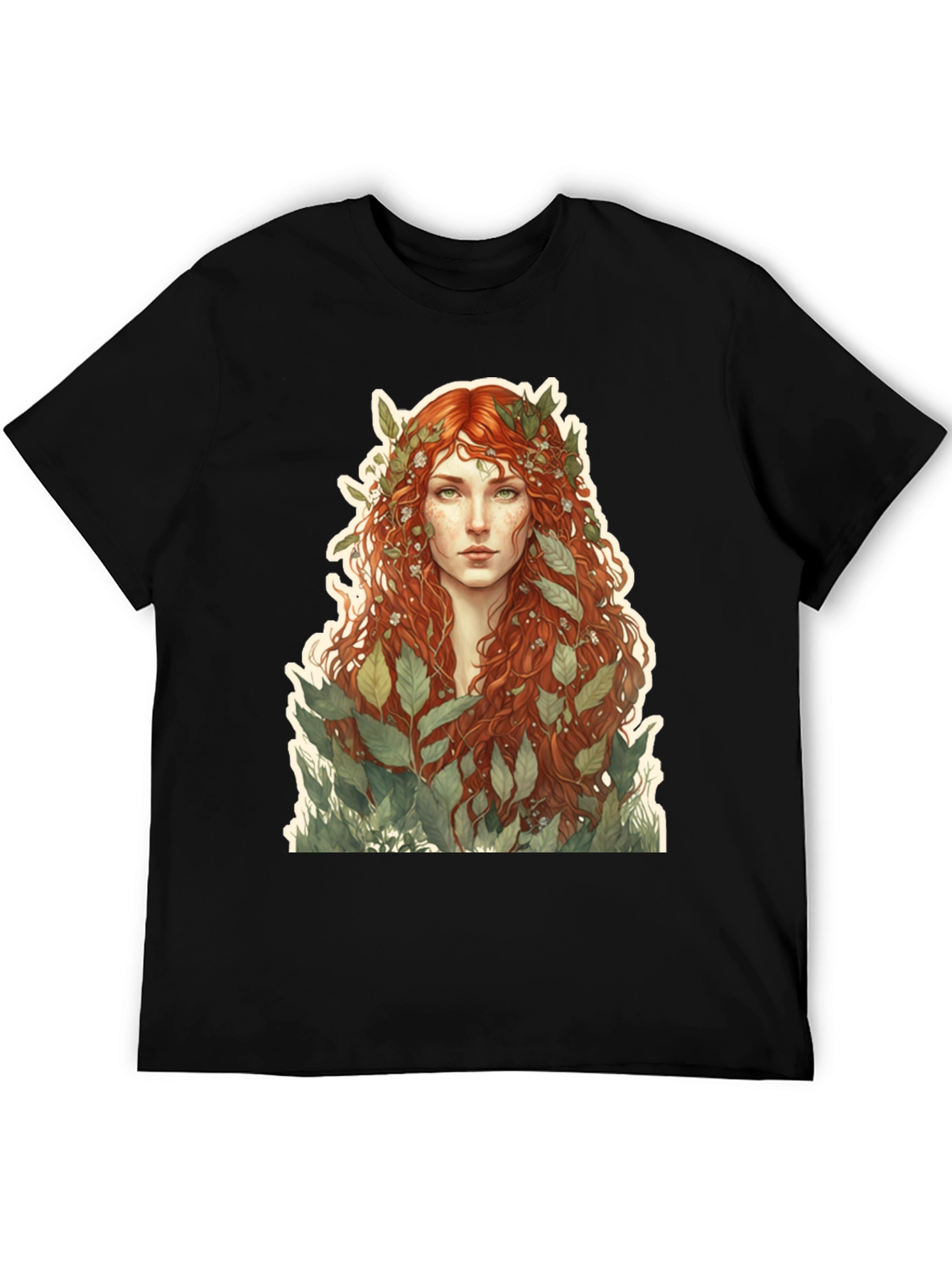 Black Nature Goddess Graphic Tee - Black Cotton T-Shirt view 5