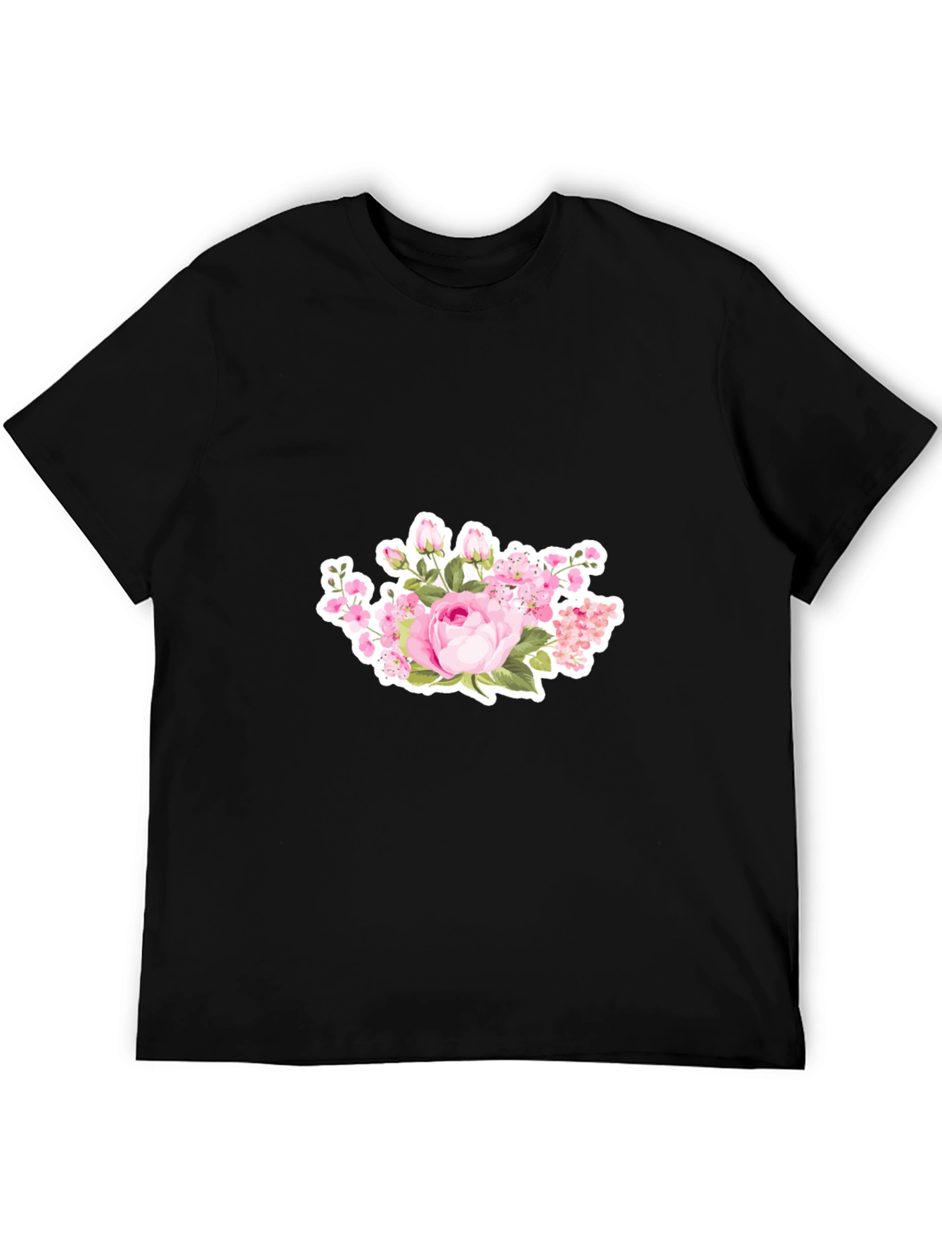 Black Floral Print Black T-Shirt view 5