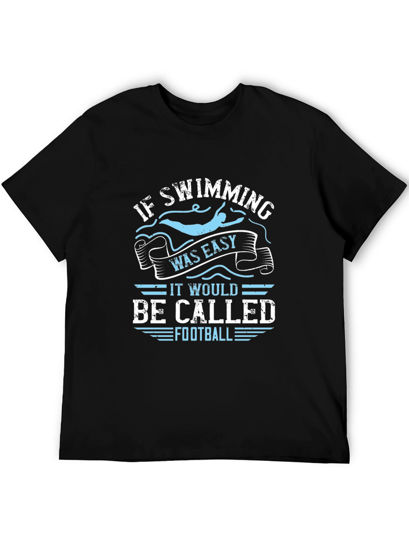 Black Funny Swimming T-Shirt: If Swimming Was Easy Football view 5