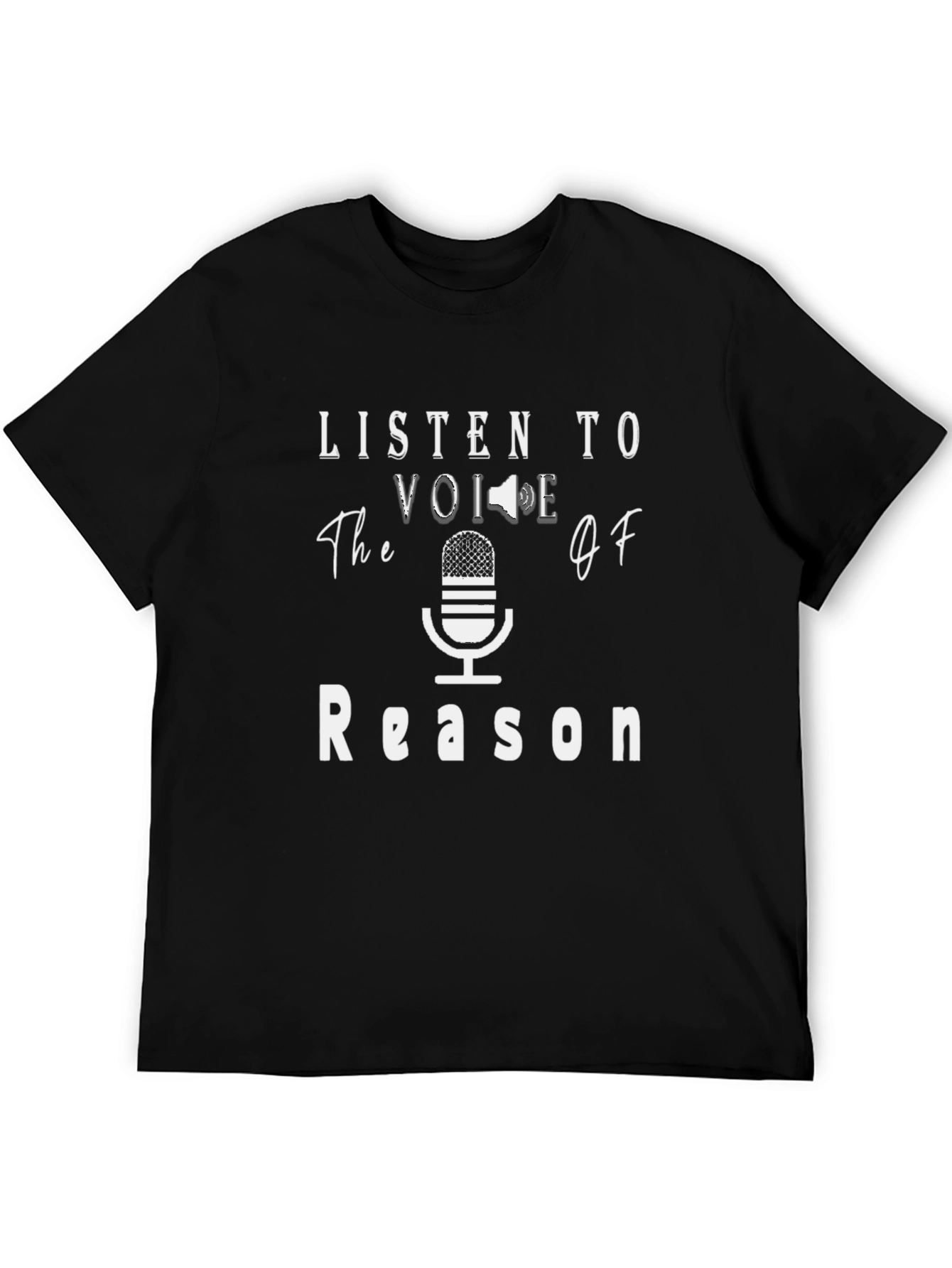 Black Listen to the Voice of Reason Graphic Tee view 5