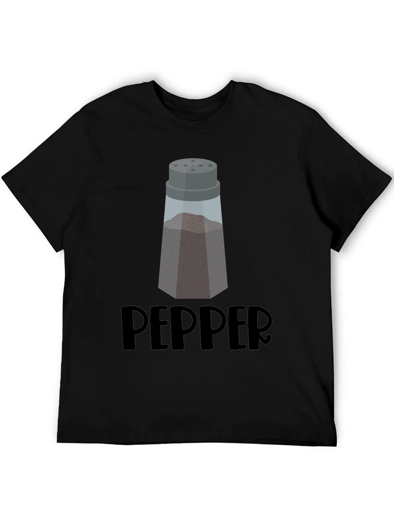 Black Men's Black Pepper Shaker Graphic T-Shirt view 5