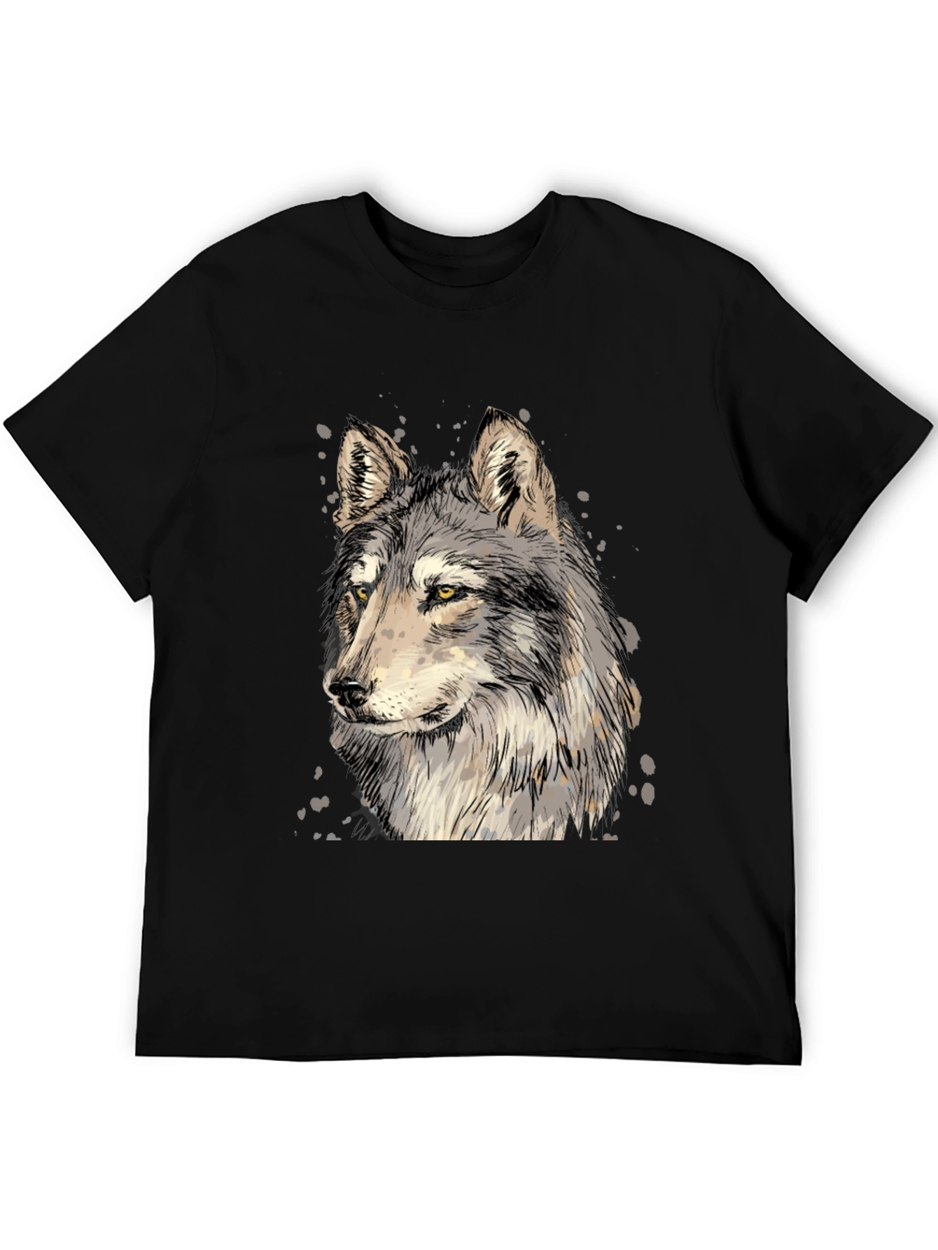 Black Wolf Graphic Print Black T-Shirt view 5