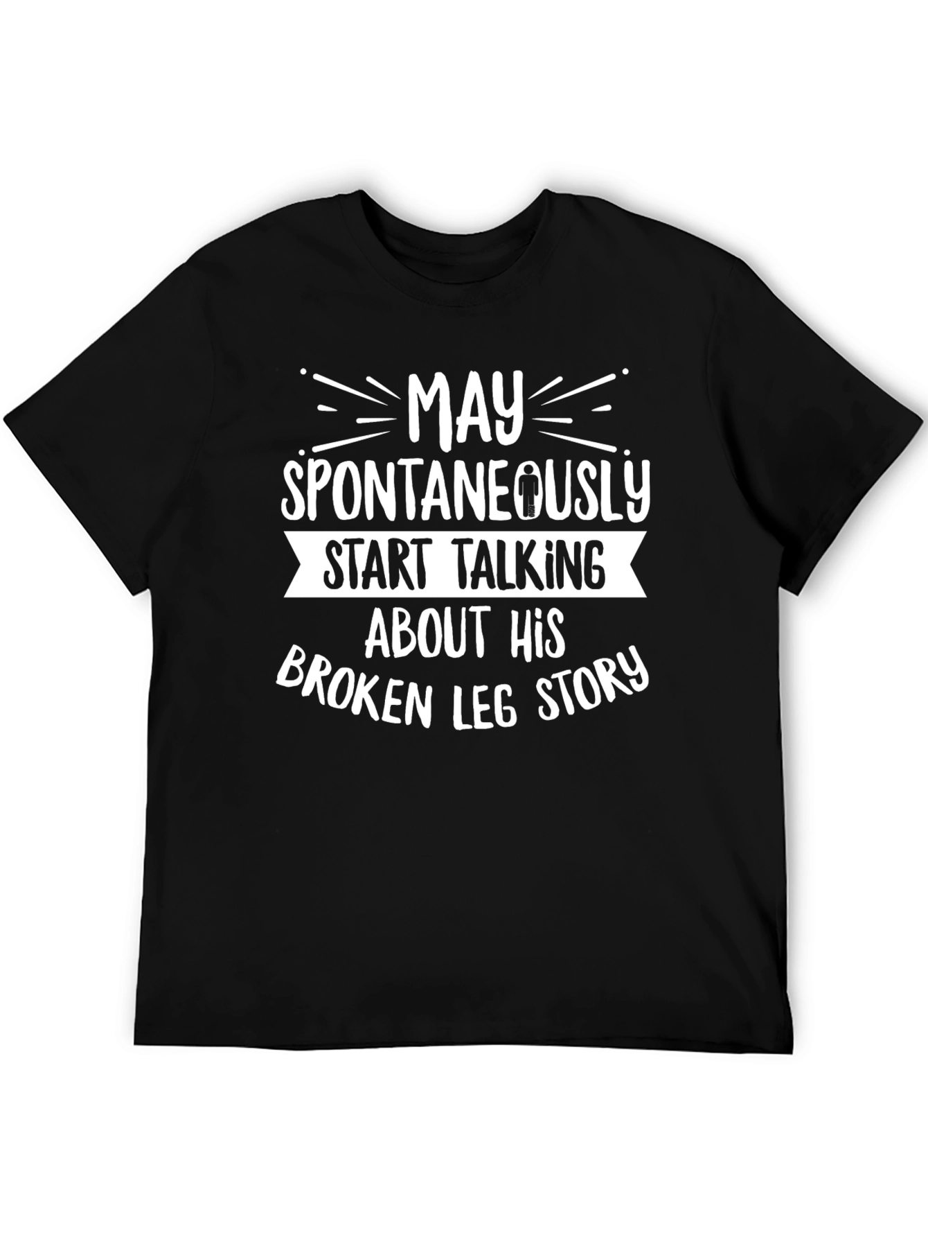 Black Funny Broken Leg Story T-Shirt - Men's Black Tee view 5