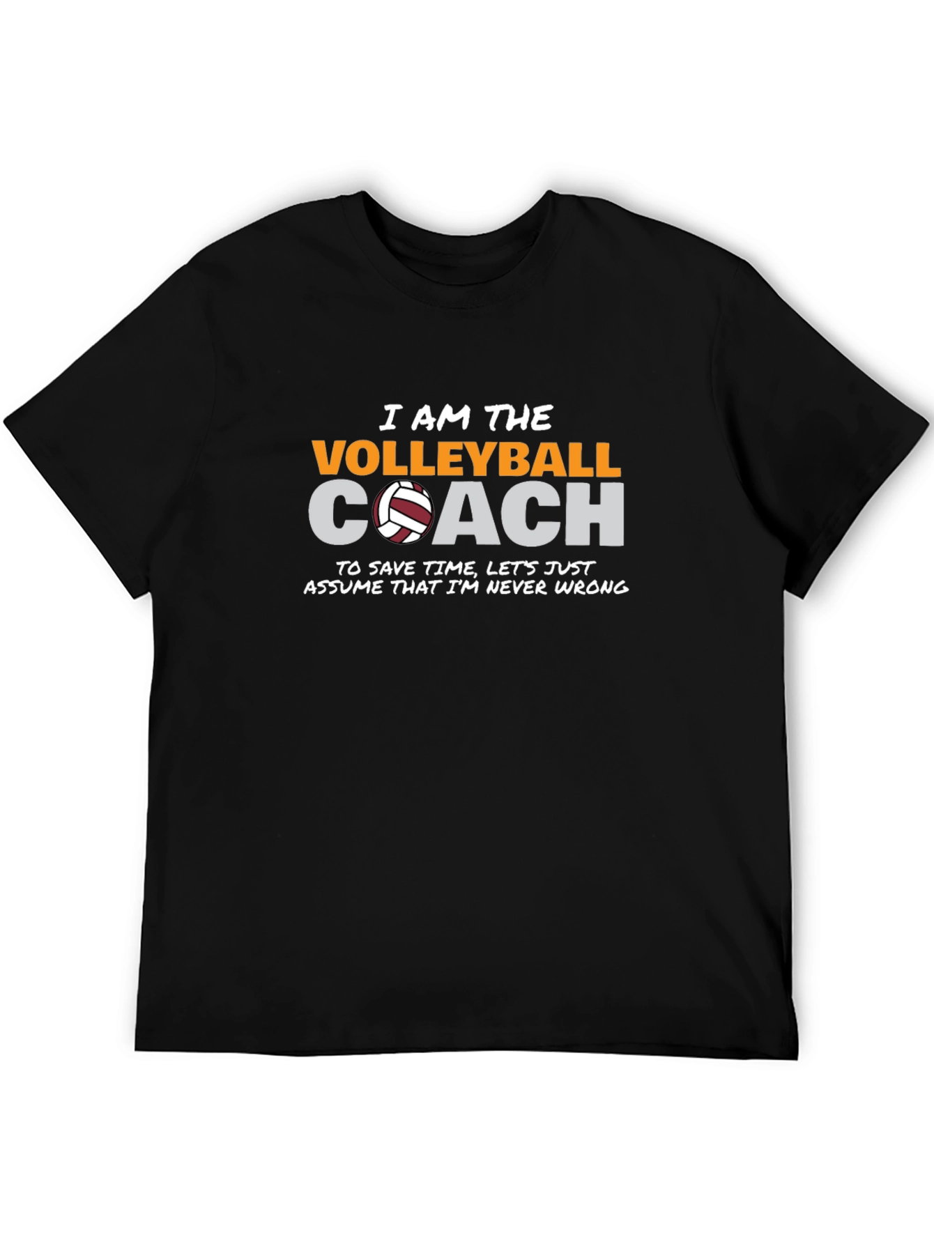 Black Volleyball Coach Graphic T-Shirt view 5
