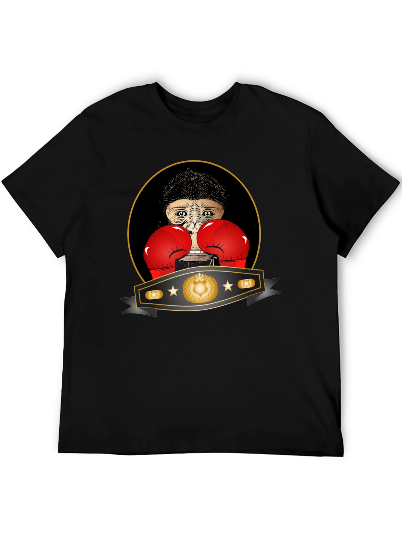 Black Boxing Monkey T-Shirt: Champion Style, Funny Graphic Tee view 5