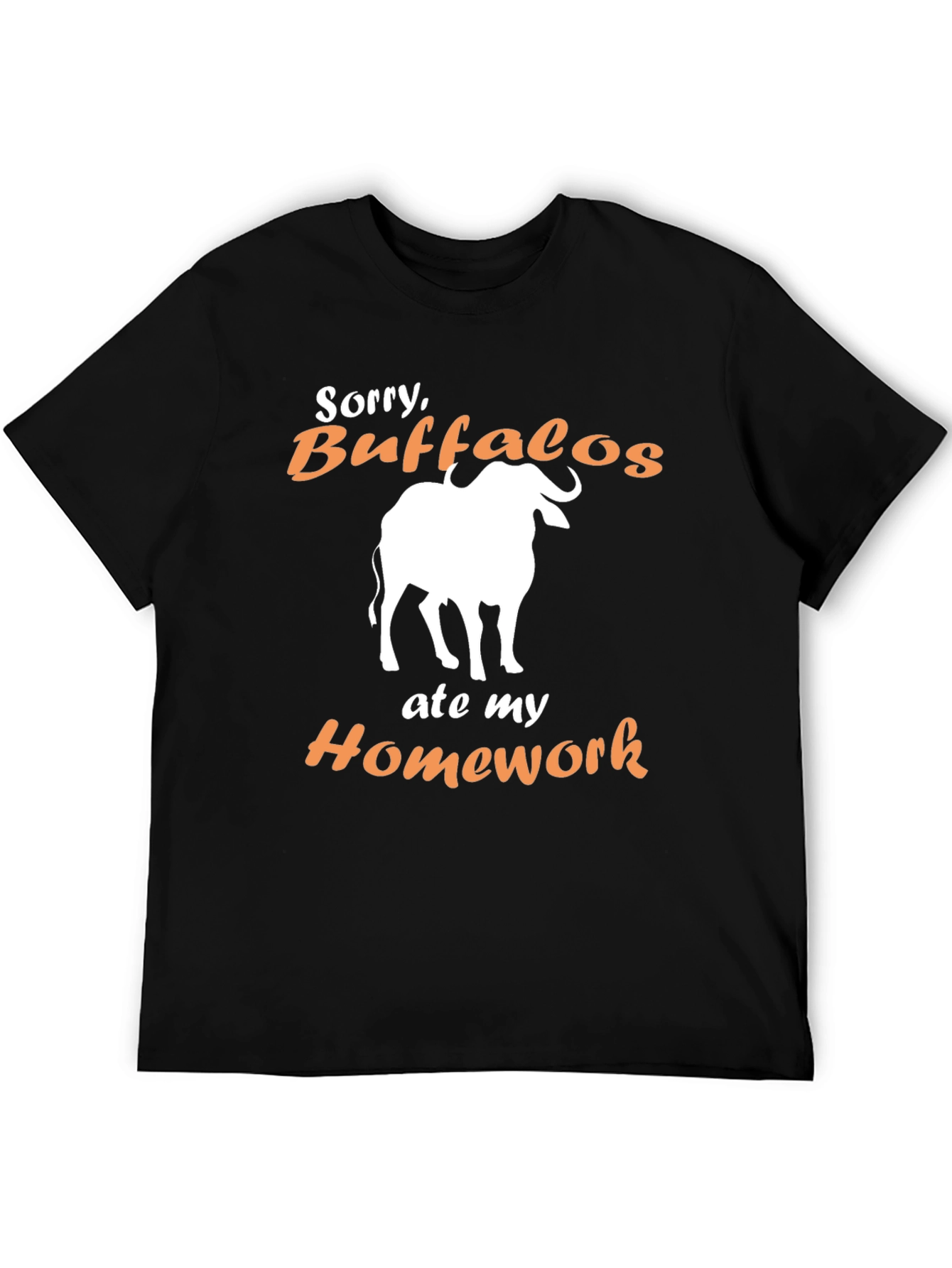 Black Buffalo Ate My Homework Funny T-Shirt view 5