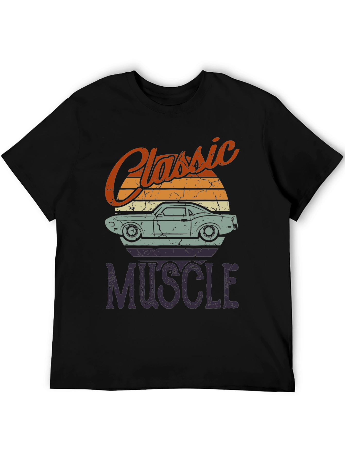 Black Classic Muscle Car Graphic T-Shirt view 5
