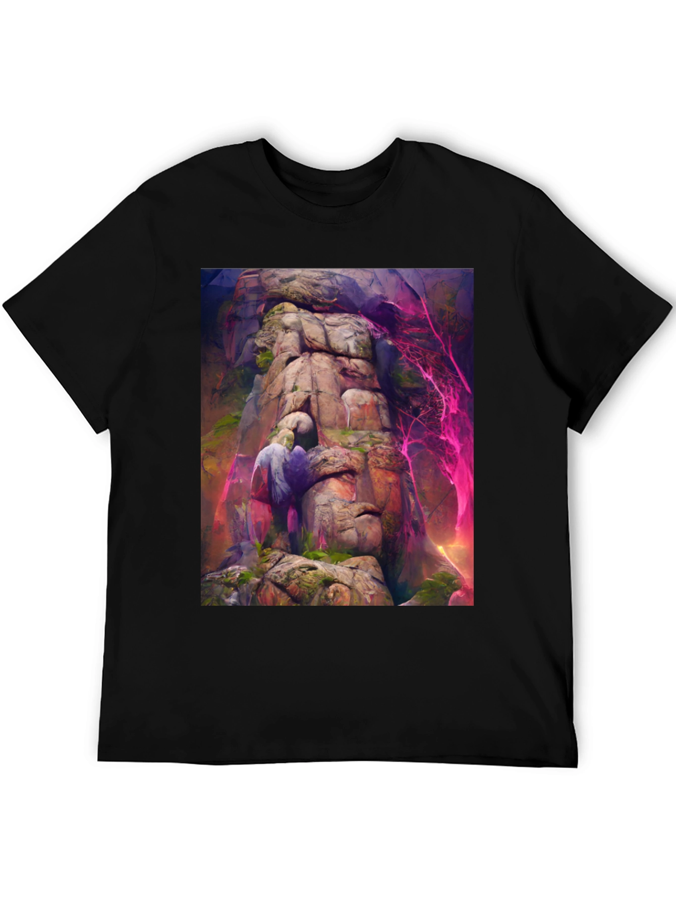 Black Mystical Mountain T-Shirt - Fantasy Art Tee view 5