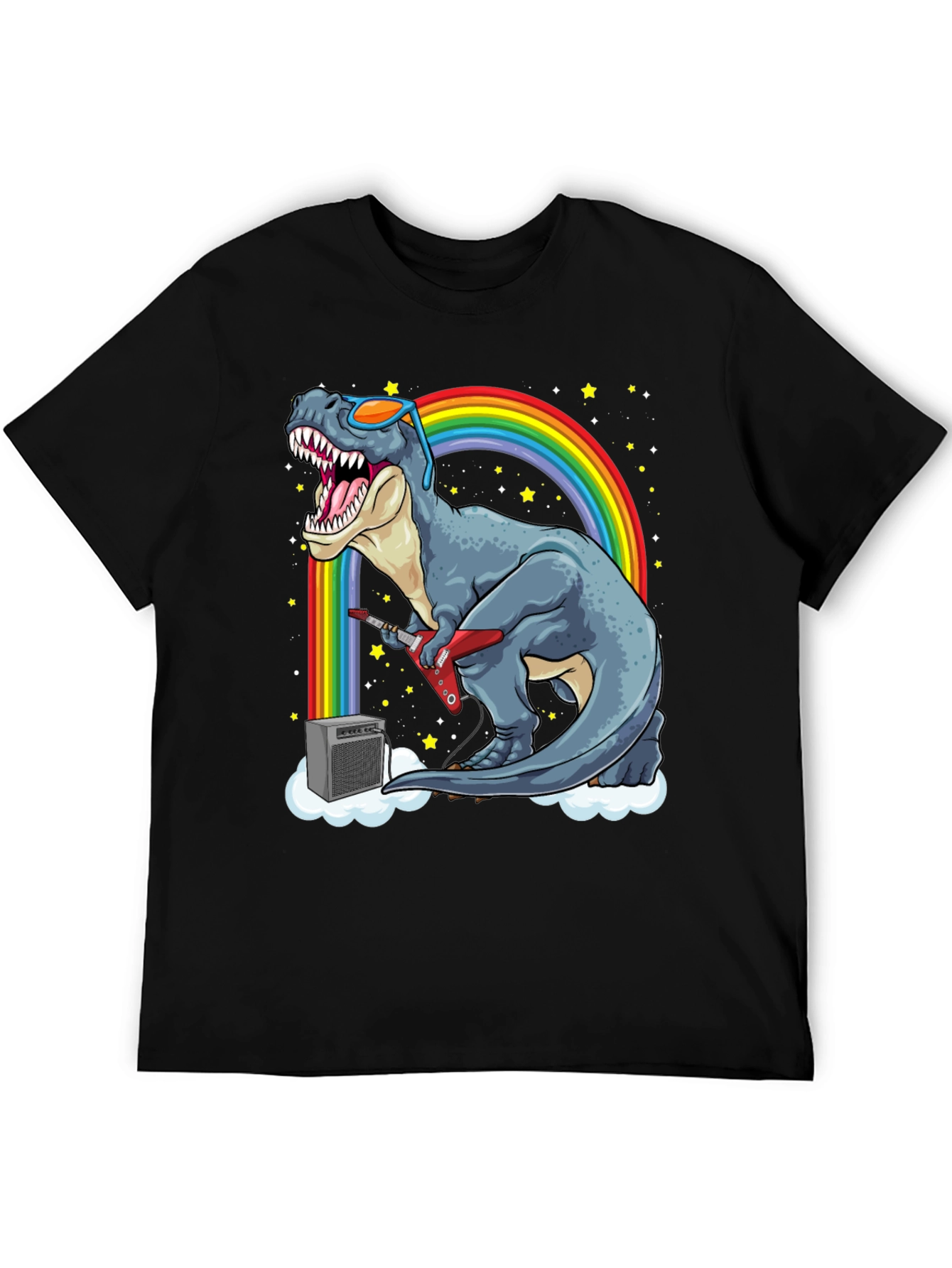 Black Dino Guitarist T-Shirt - Rock 'n' Roll Dinosaur! view 5