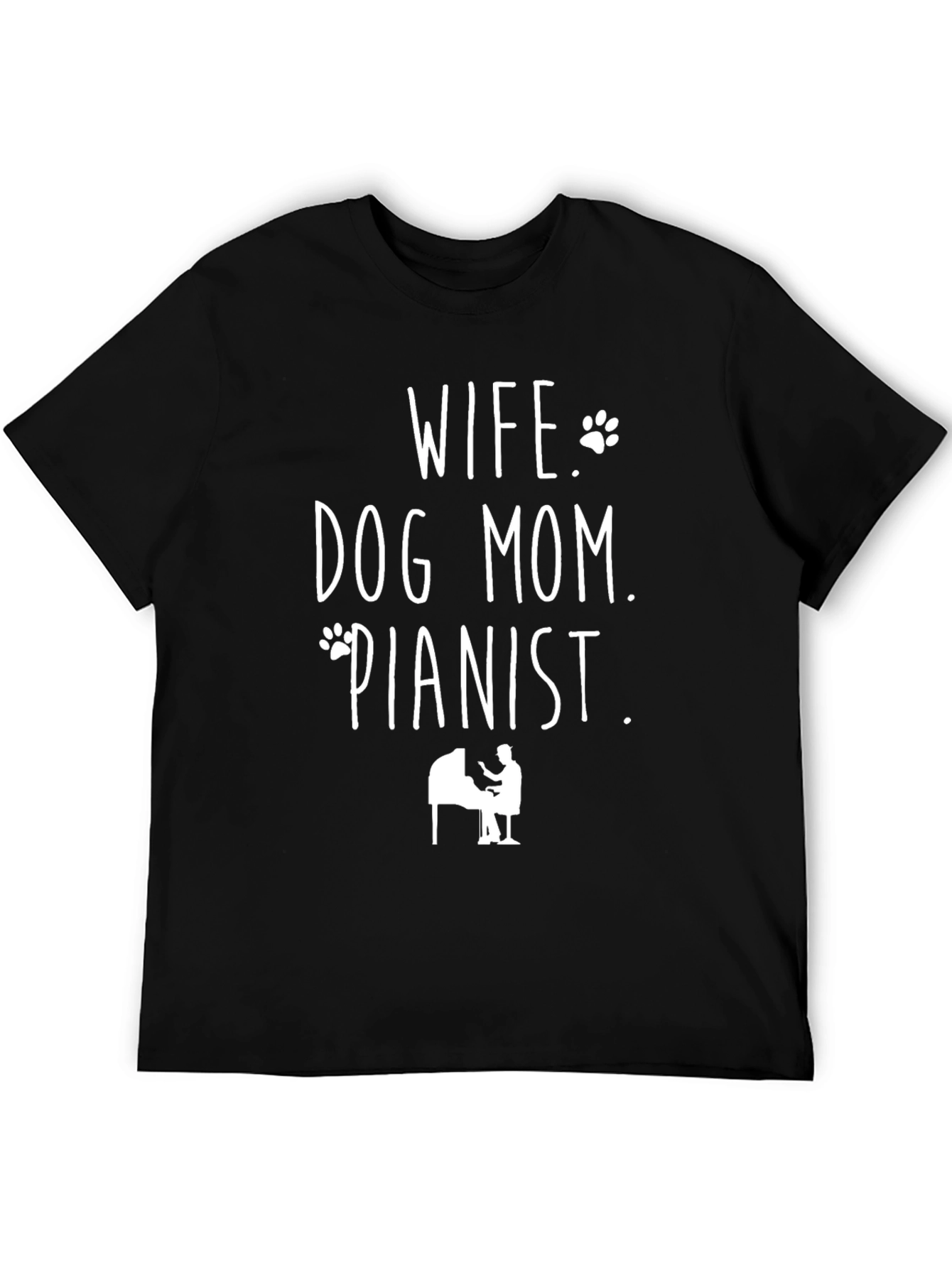 Black Wife Dog Mom Pianist Graphic Tee - Black view 5