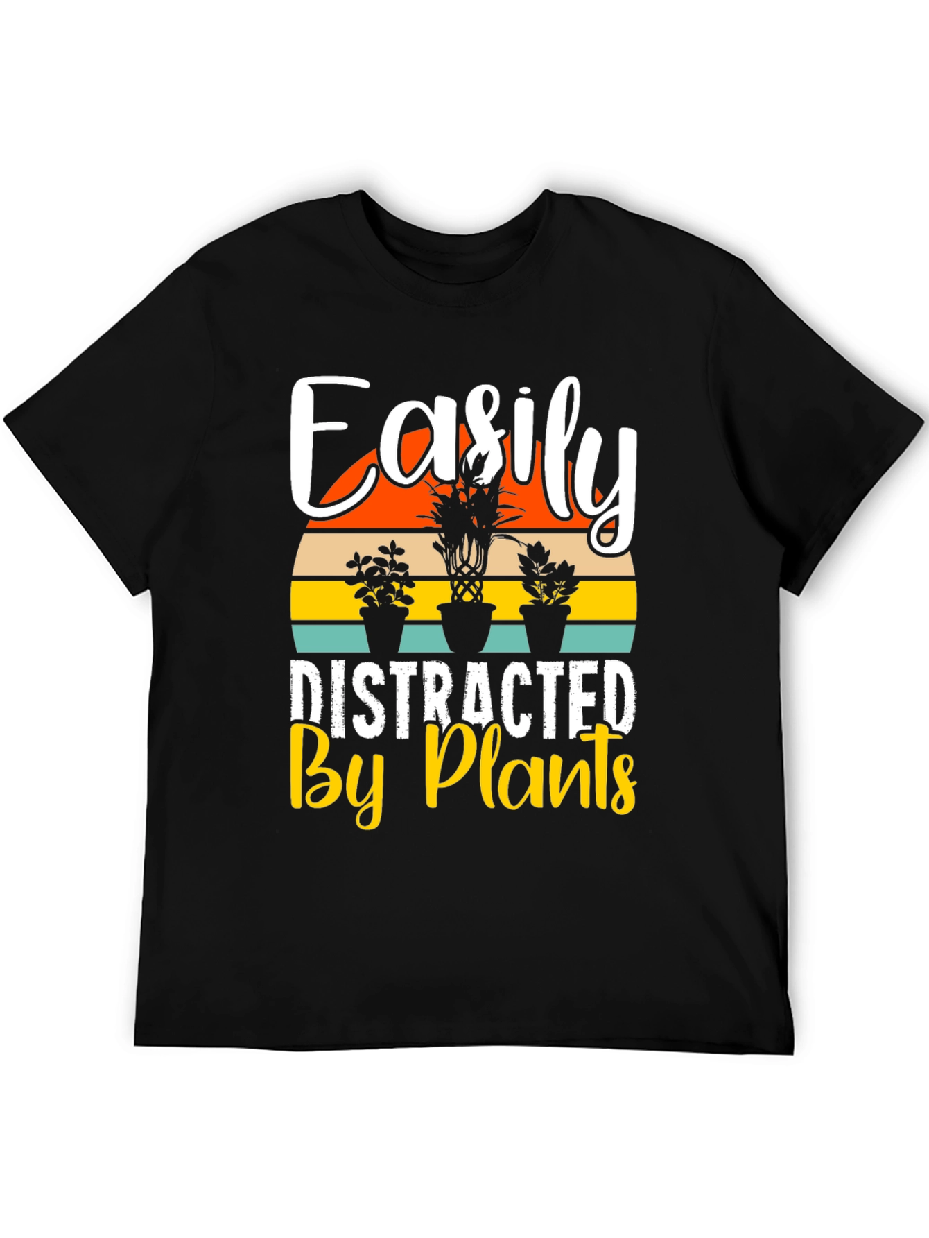 Black Easily Distracted By Plants Graphic T-Shirt view 5