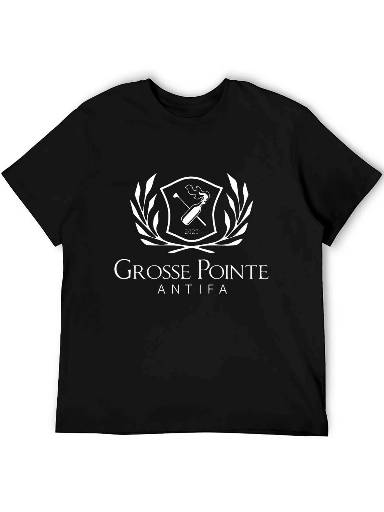 Black Grosse Pointe Antifa T-Shirt - Black Crew Neck Graphic Tee view 5