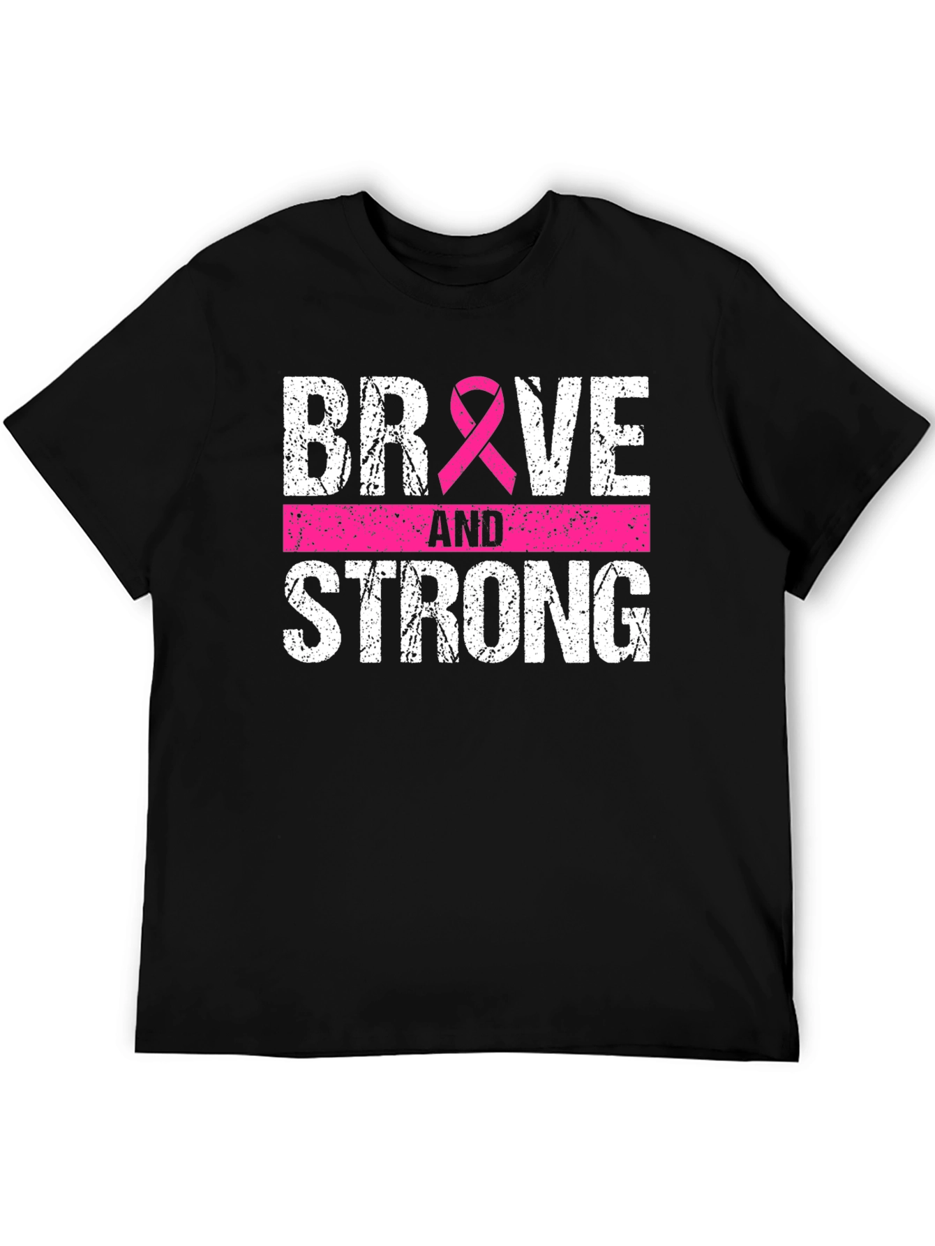 Black Brave and Strong Breast Cancer Awareness Tee view 5