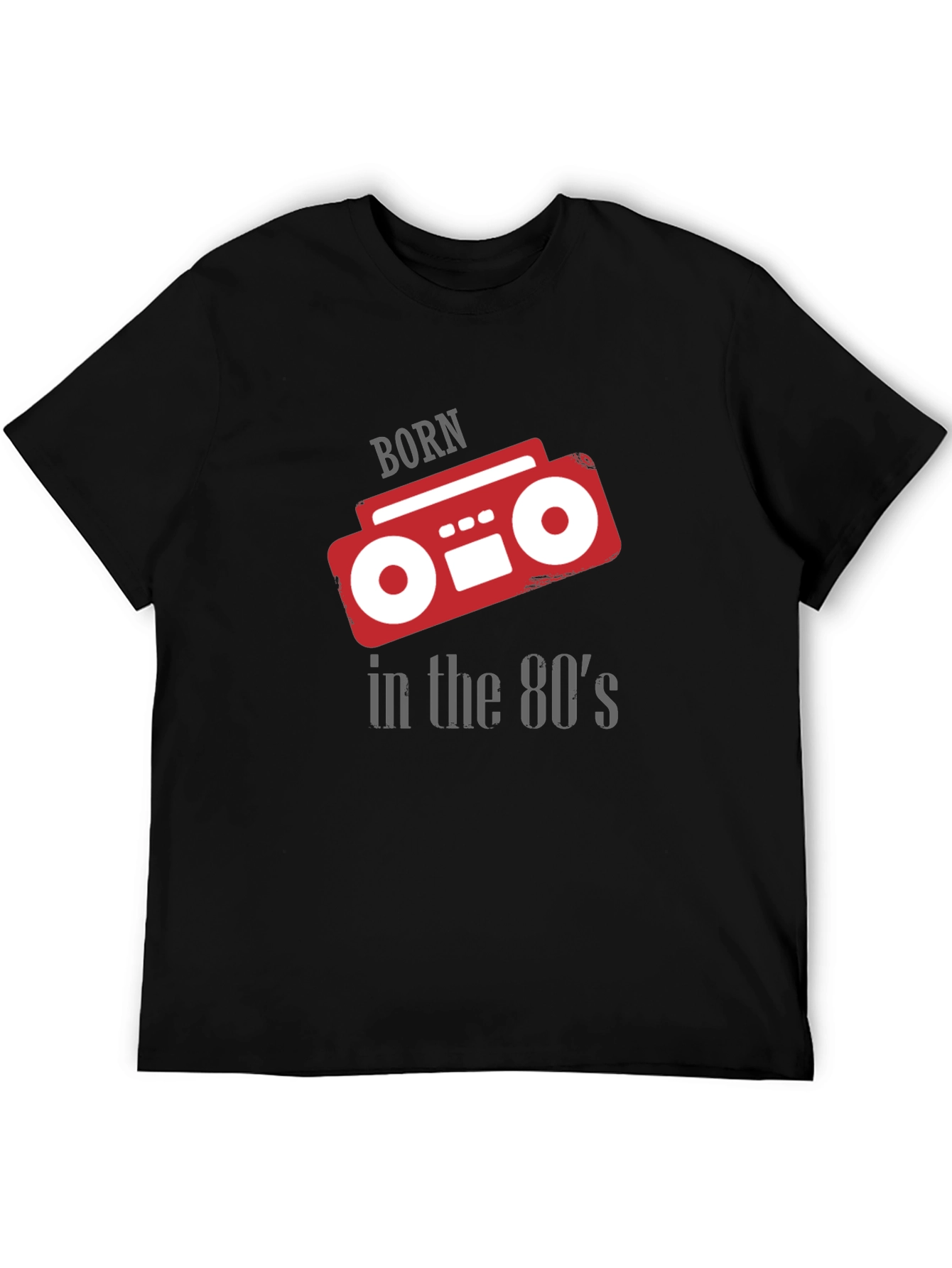 Black Born in the 80's Retro Boombox Graphic T-Shirt view 5