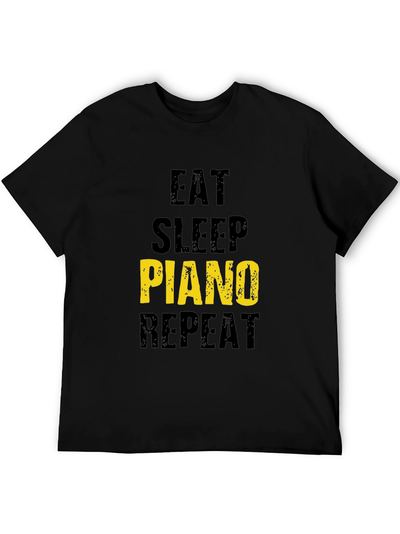Black Eat Sleep Piano Repeat Black T-Shirt view 5