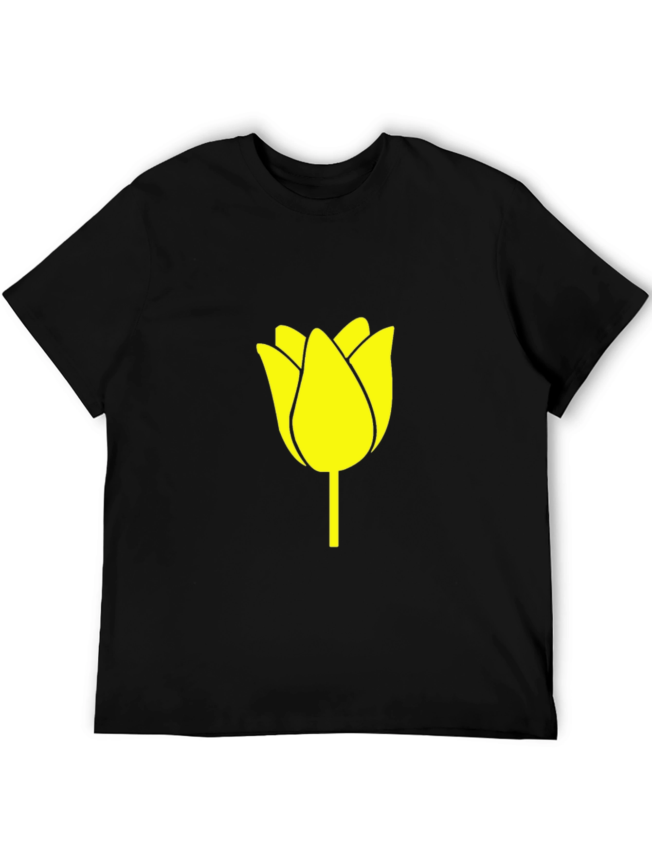 Black Black T-Shirt with Yellow Tulip Graphic view 5