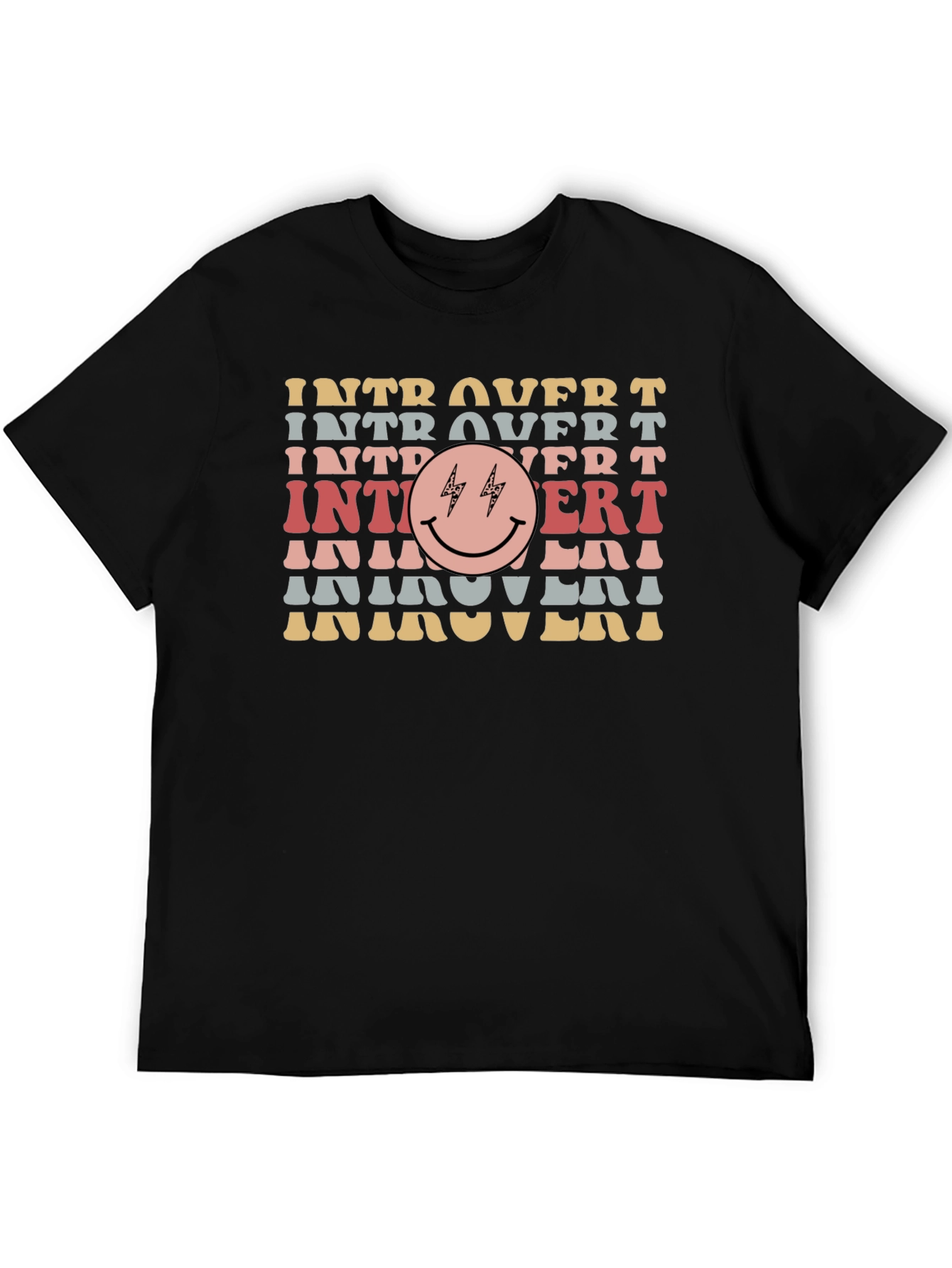 Black Introvert Smiley Face Graphic Tee view 5