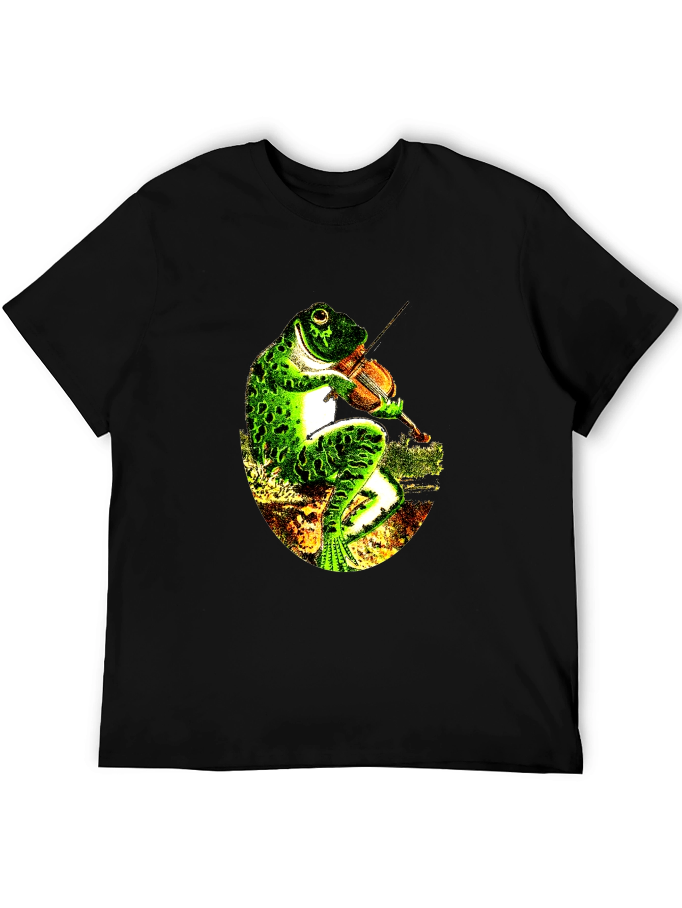 Black Frog Playing Violin Black T-Shirt view 5