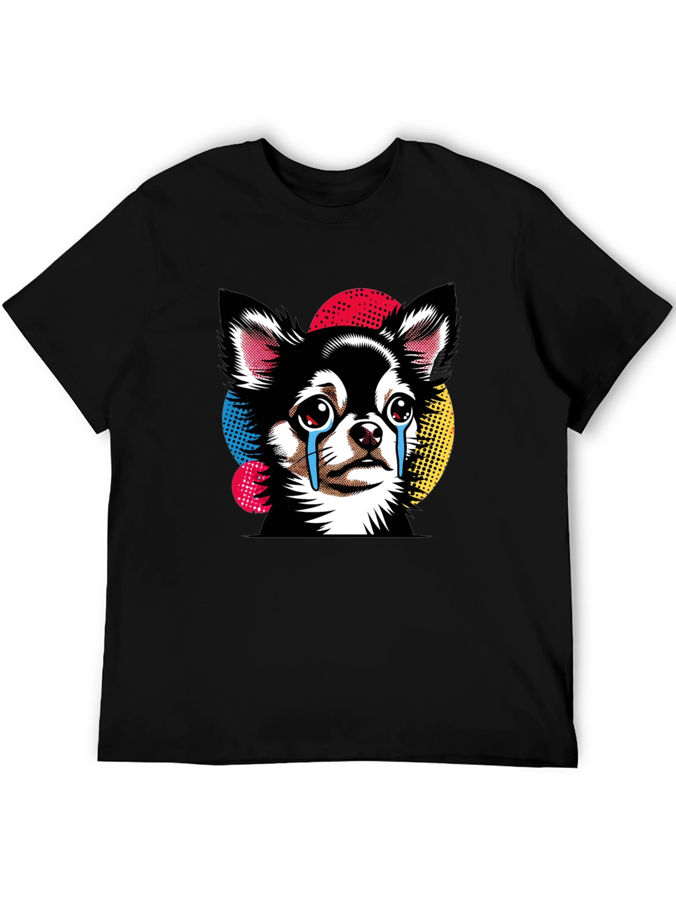 Black Crying Chihuahua Graphic Tee - Black Cotton T-Shirt view 5