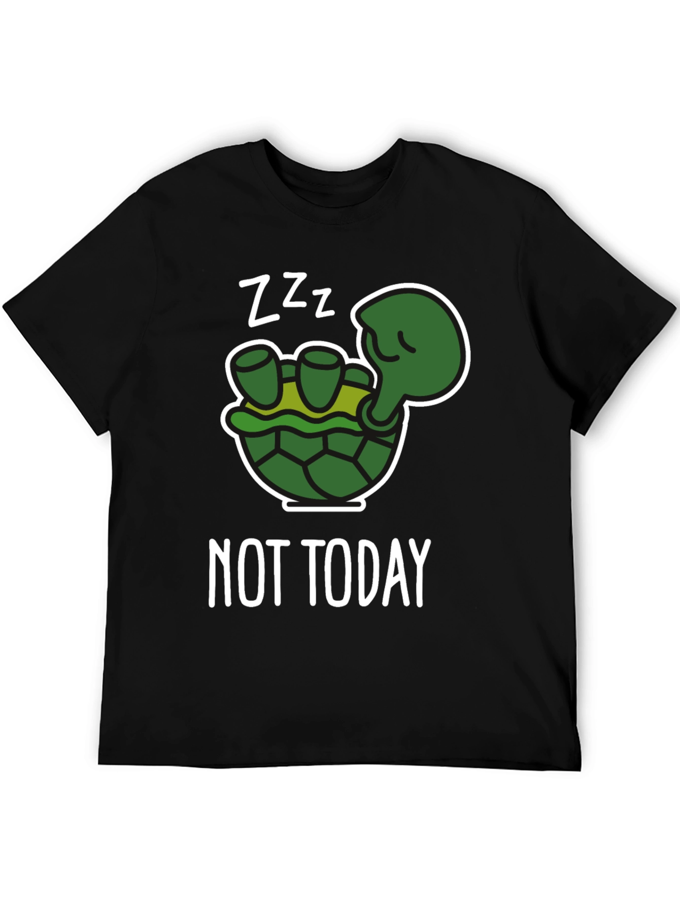 Black Funny Turtle "Not Today" Graphic T-Shirt view 5