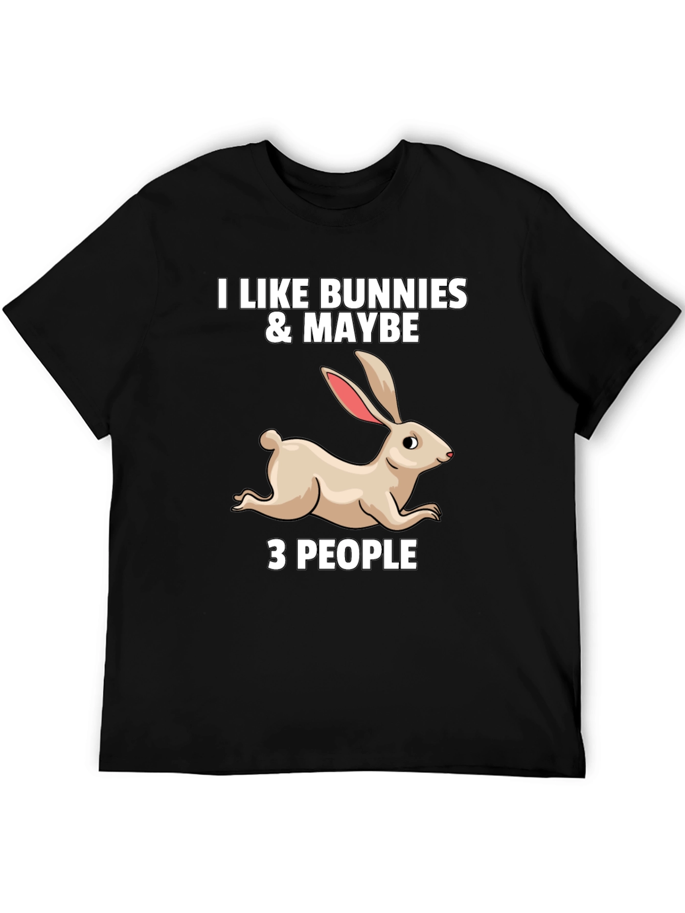 Black I Like Bunnies & Maybe 3 People Graphic T-Shirt view 5