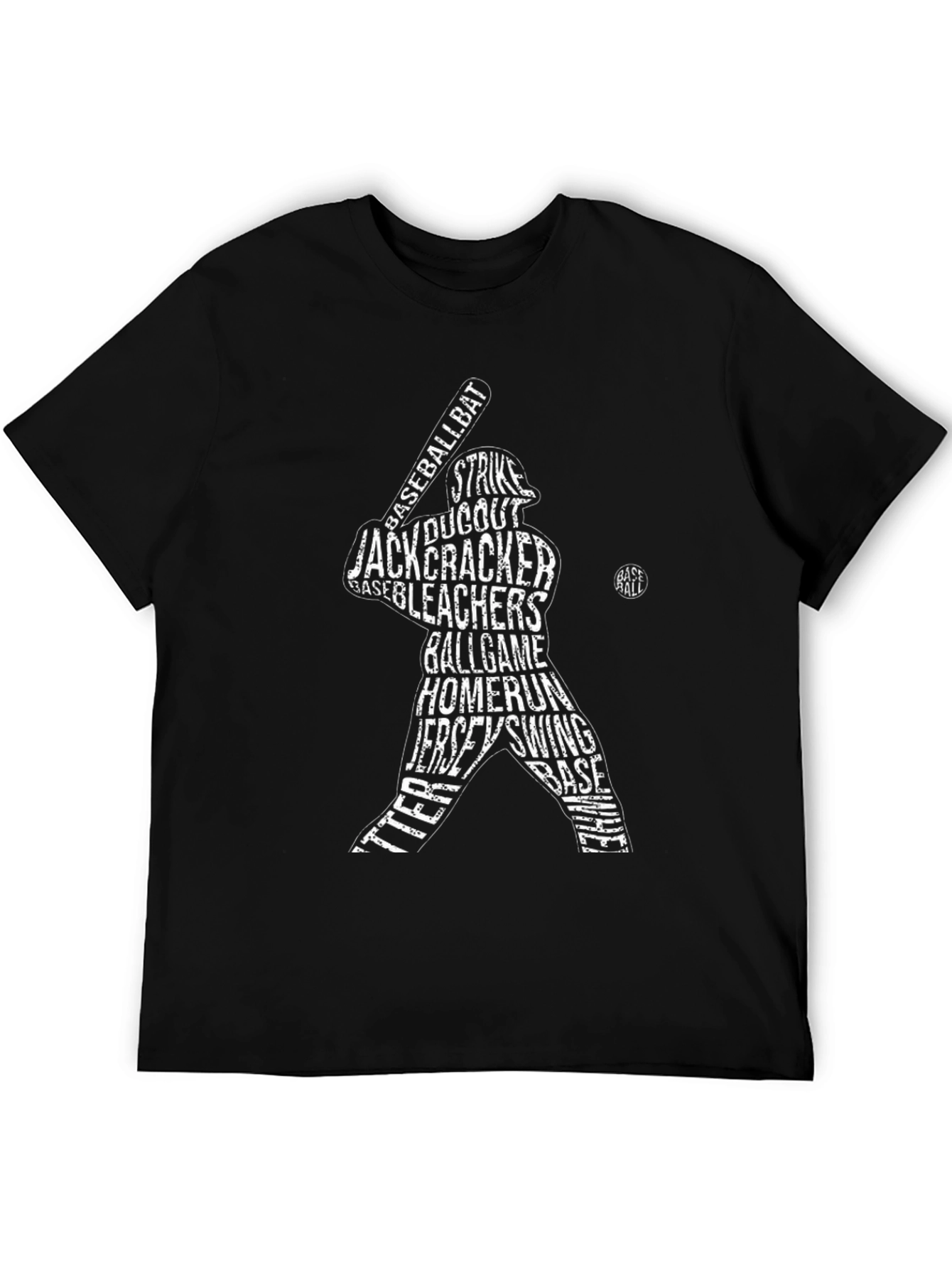 Black Baseball Word Art Graphic T-Shirt view 5