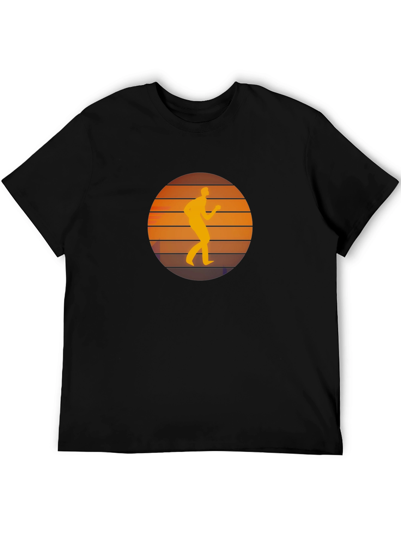 Black Retro Runner Sunset Graphic Black T-Shirt view 5