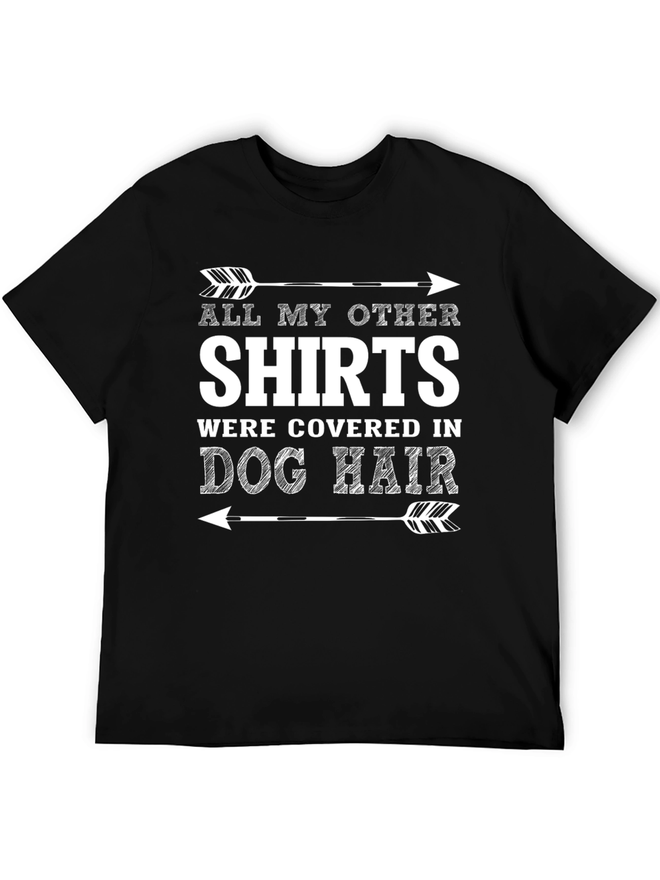 Black Dog Hair T-Shirt - Funny Arrow Design view 5