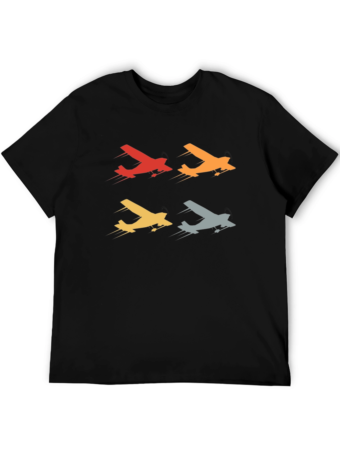 Black Retro Airplane T-Shirt - Vintage Aviation Design view 5