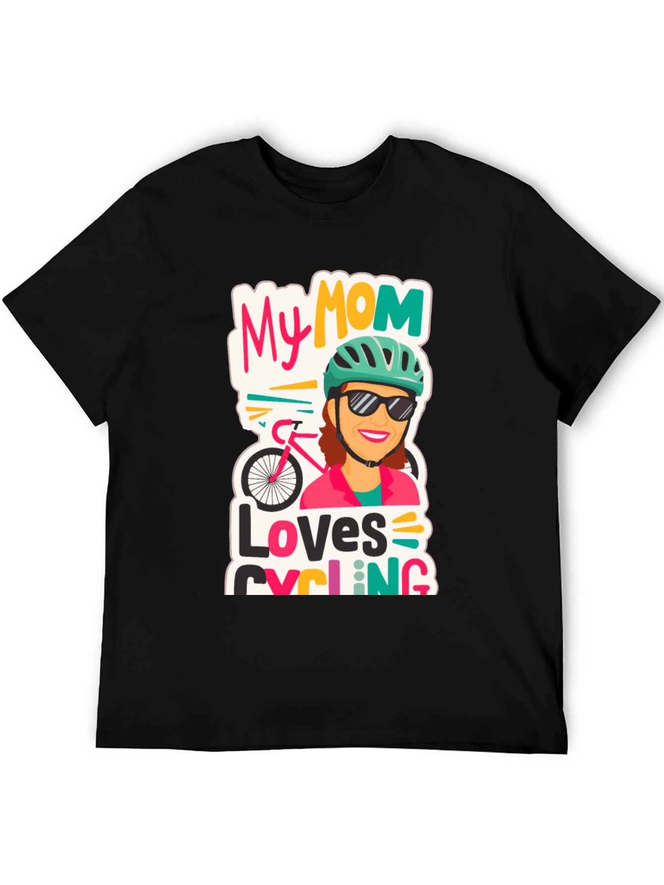 Black My Mom Loves Cycling Black T-Shirt view 5