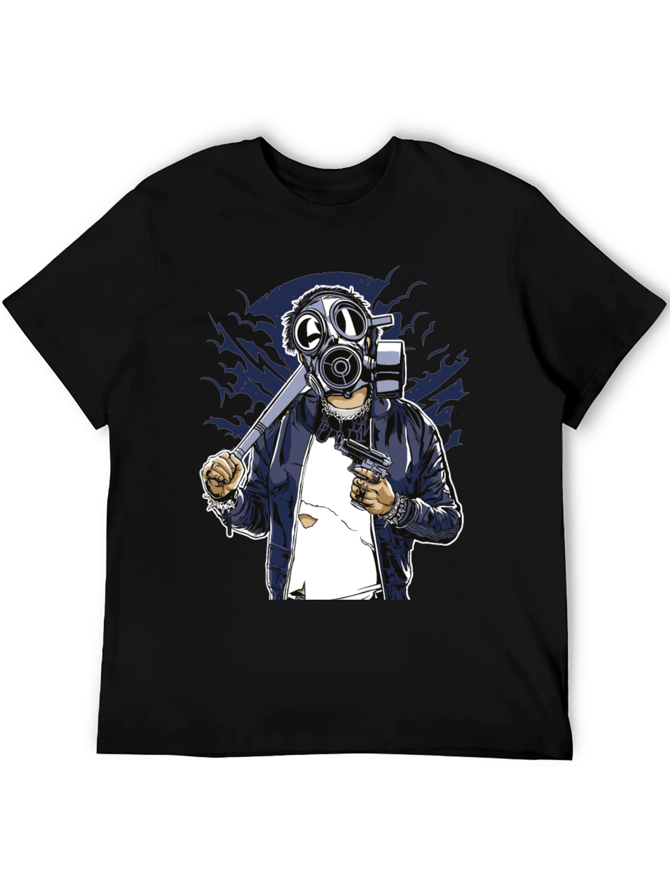 Black Gas Mask Graphic T-Shirt - Edgy Streetwear Tee view 5