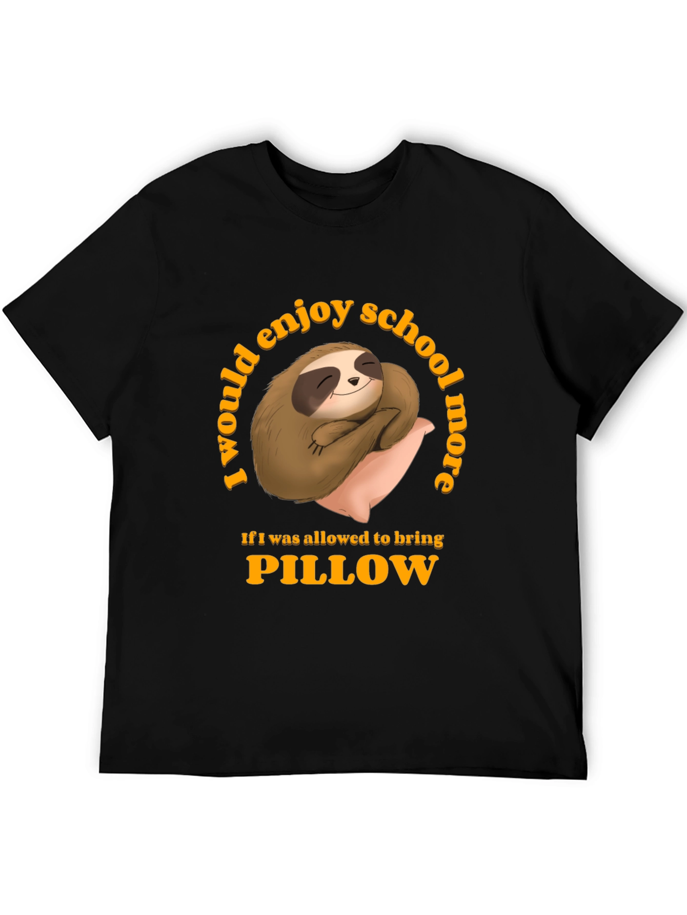Black Sloth Pillow T-Shirt - School Nap Time Tee view 5